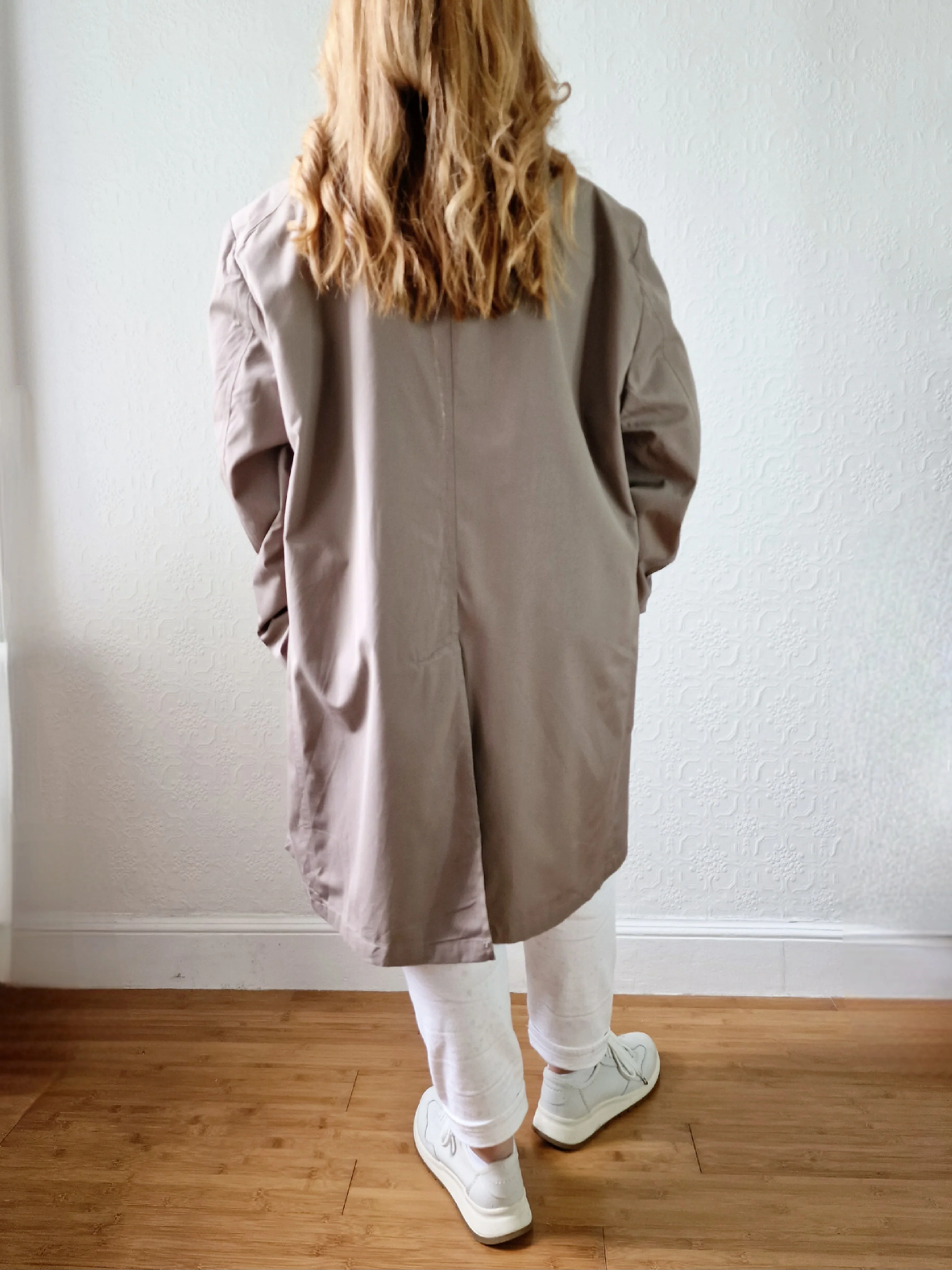 Vintage 90s Taupe Grey Single Breasted Trench - XL - Image 4