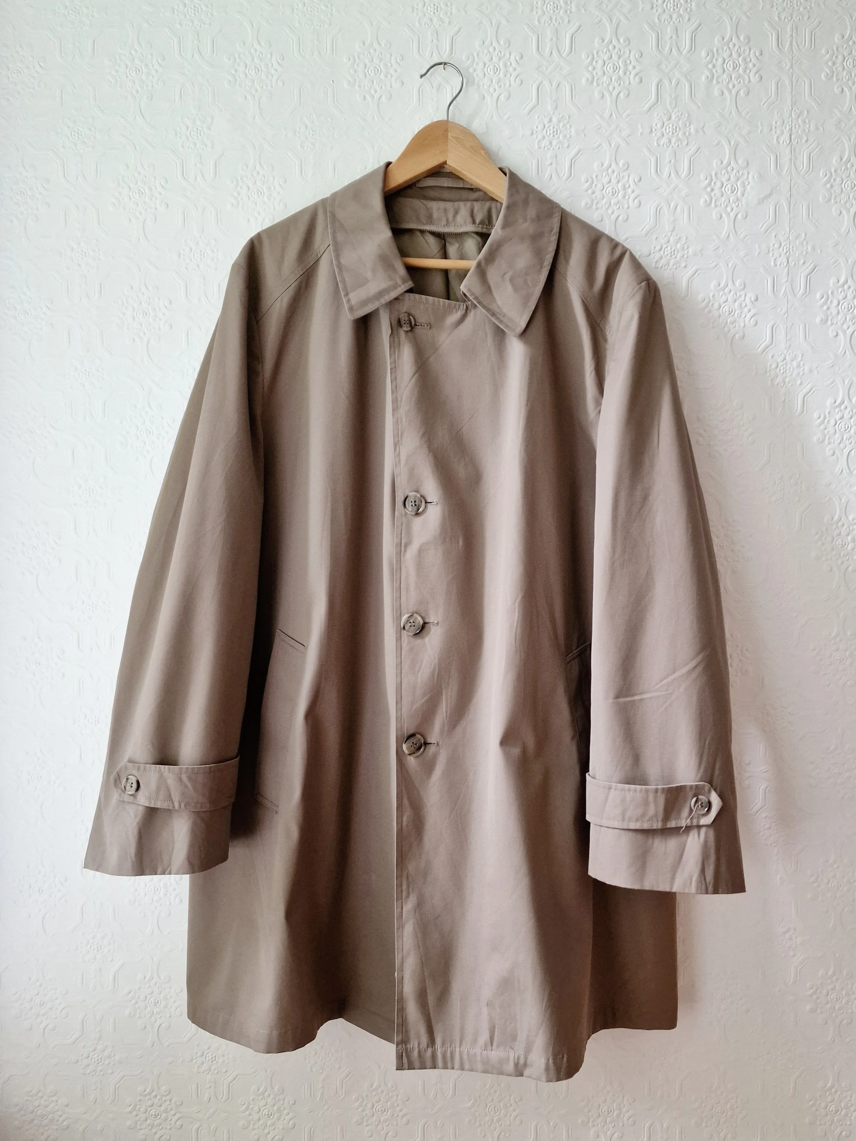 Vintage 90s Taupe Grey Single Breasted Trench - XL - Image 6