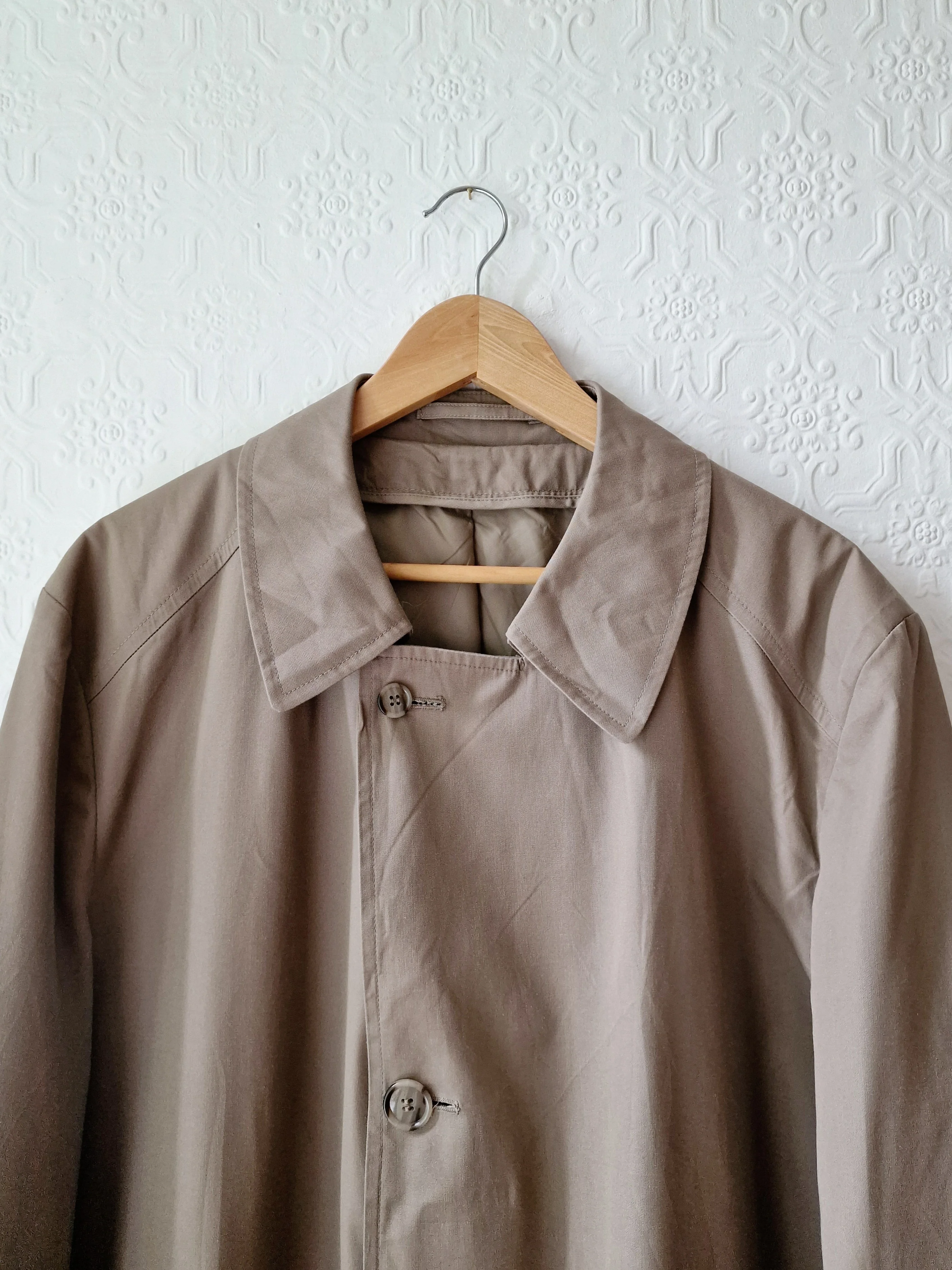 Vintage 90s Taupe Grey Single Breasted Trench - XL - Image 7