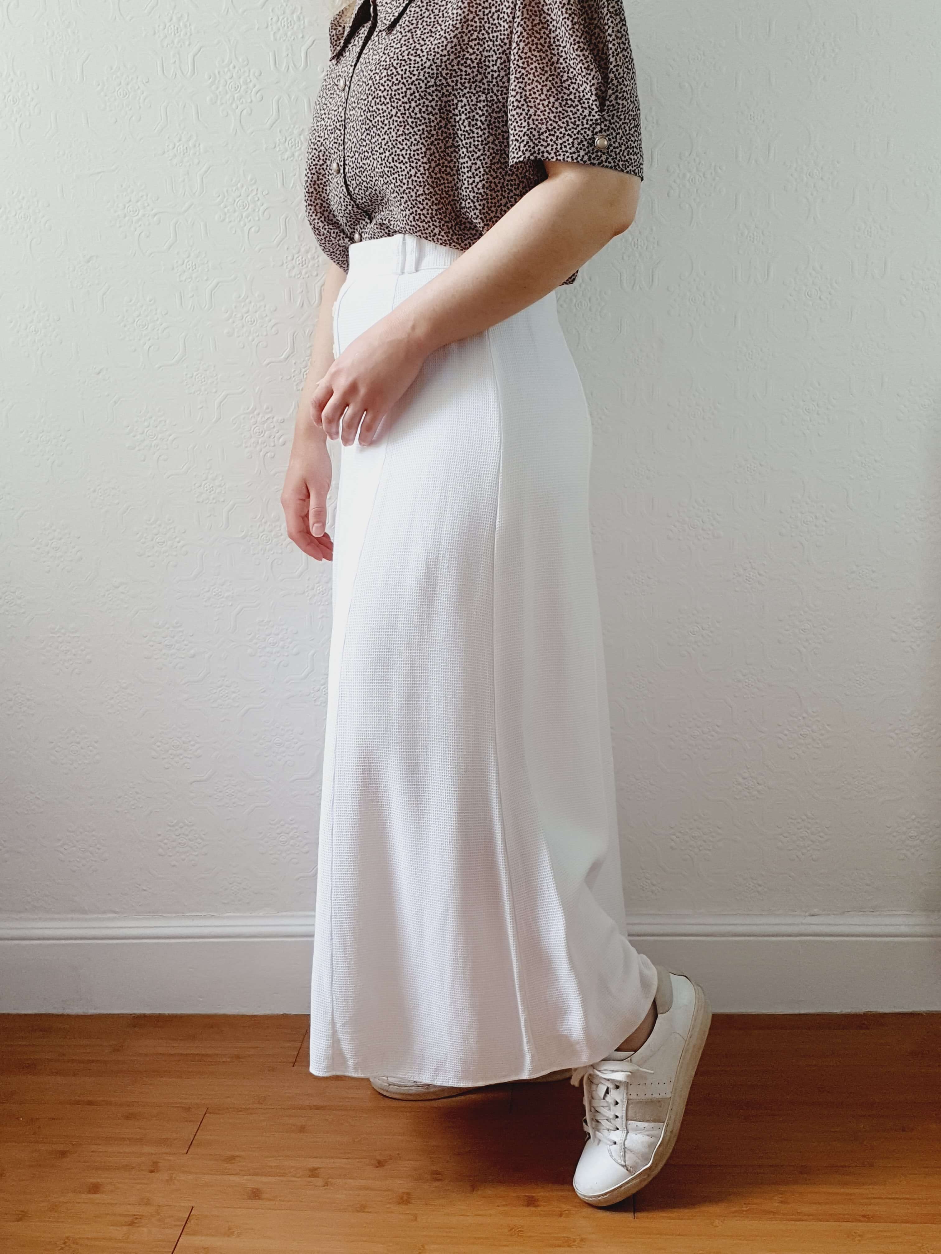 Vintage 90s White A-line Tennis Style Skirt - S/M - Image 4