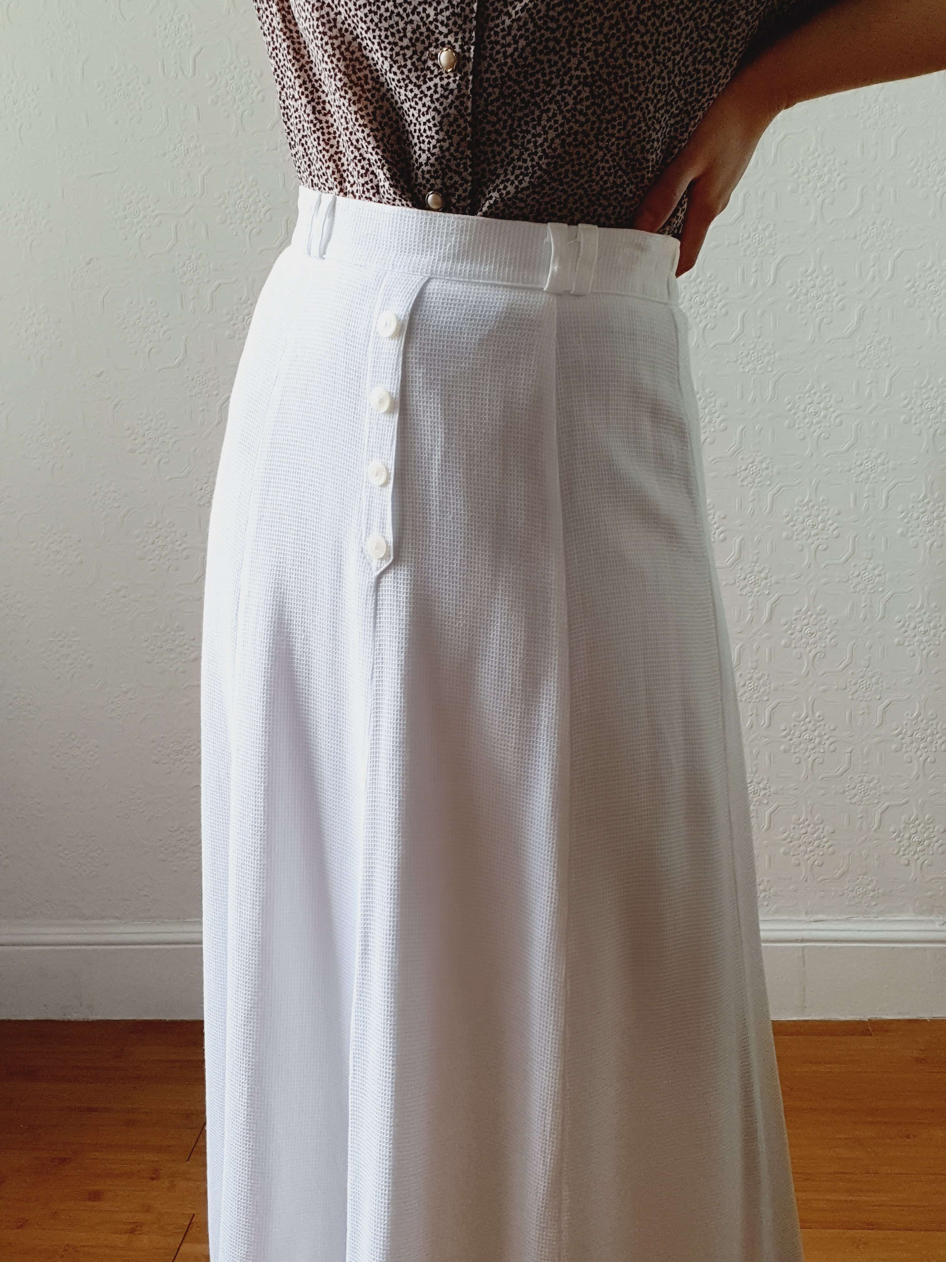 Vintage 90s White A-line Tennis Style Skirt - S/M - Image 5