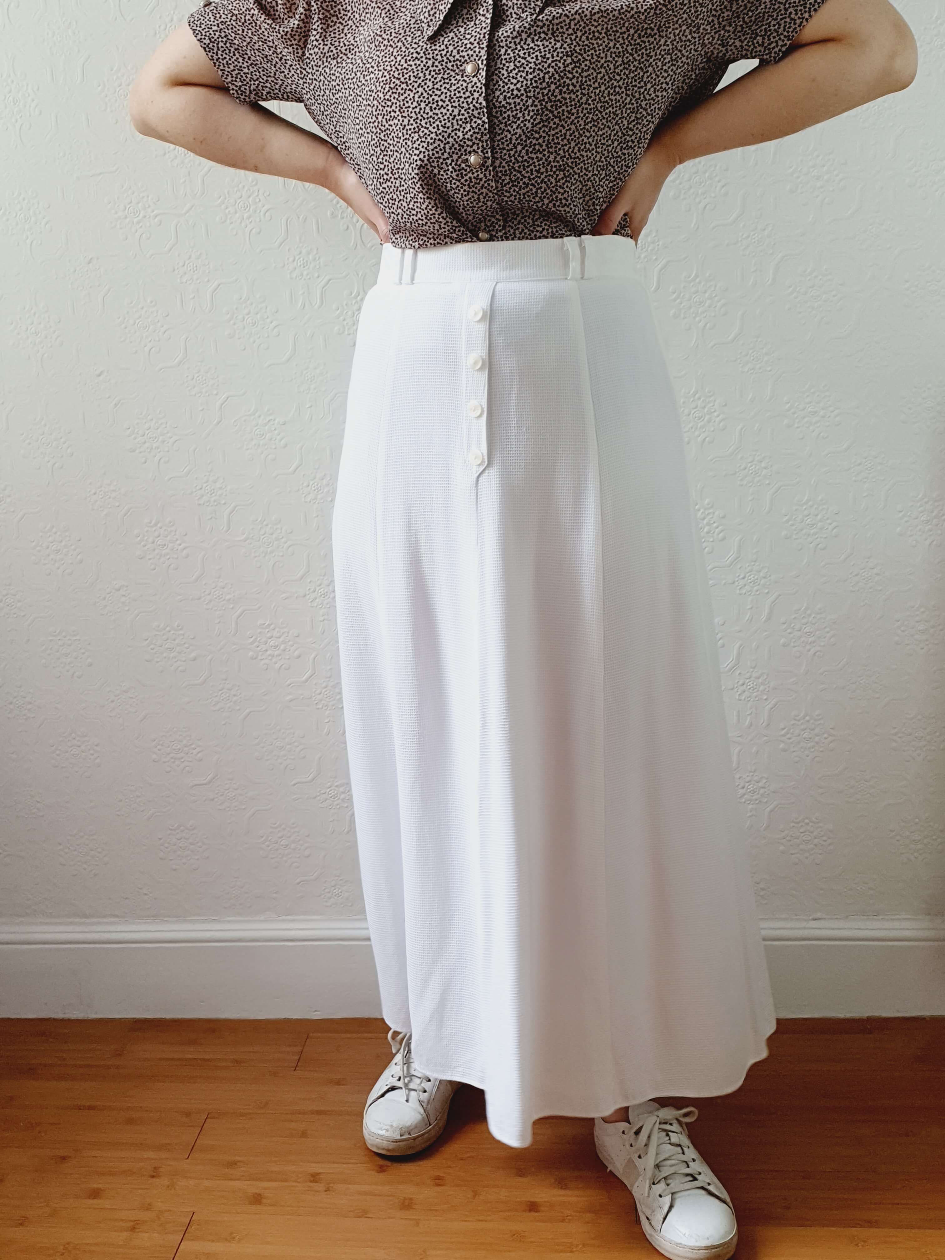 Vintage 90s White A-line Tennis Style Skirt - S/M - Image 7