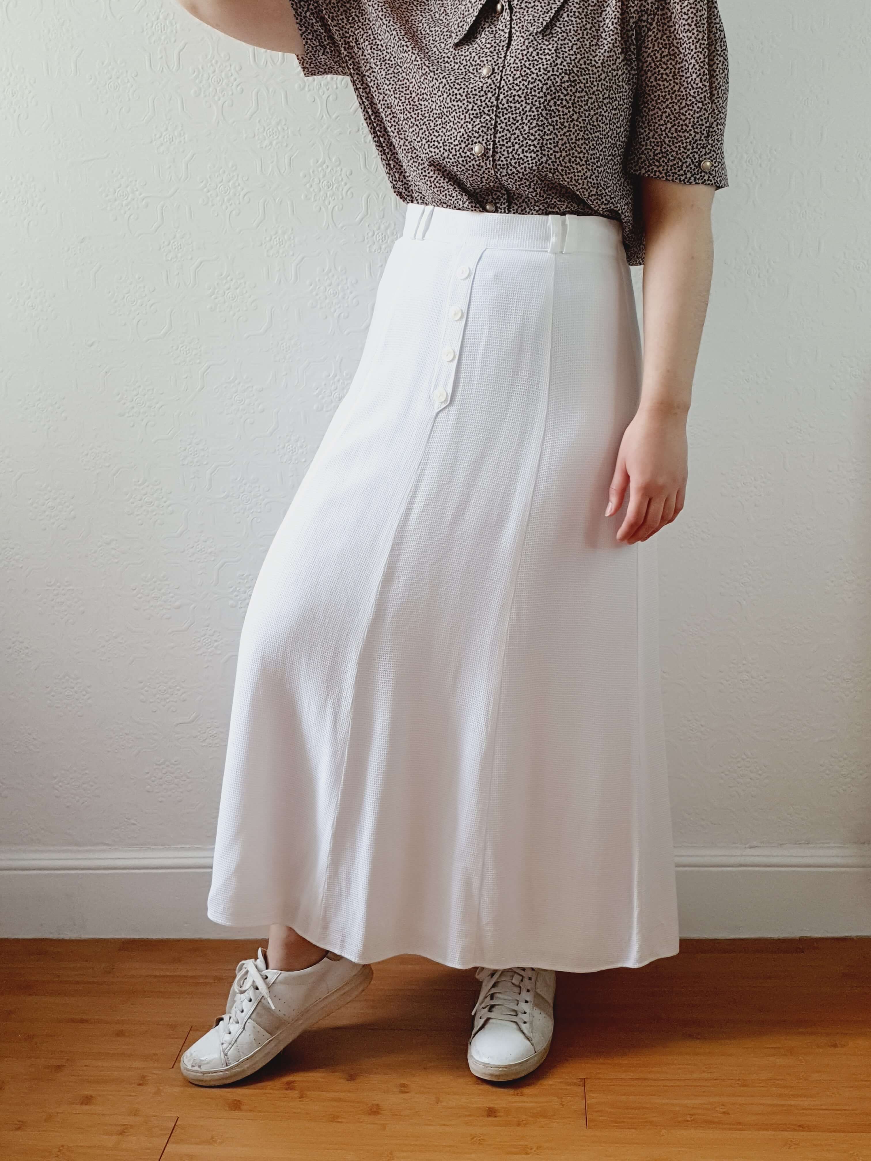 Vintage 90s White A-line Tennis Style Skirt - S/M - Image 8