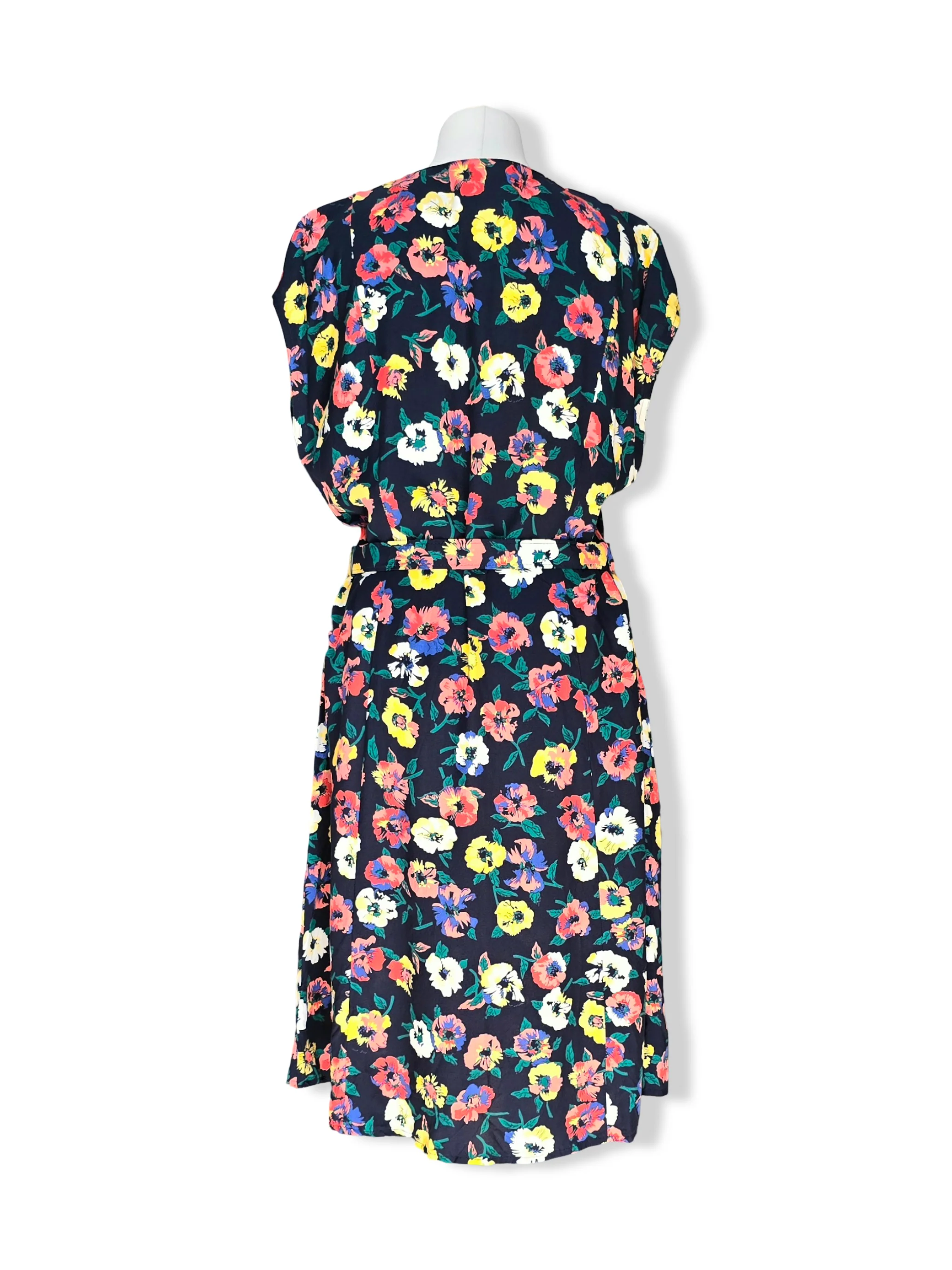 Vintage Floral Print Button Up Midi Dress - M - Image 3