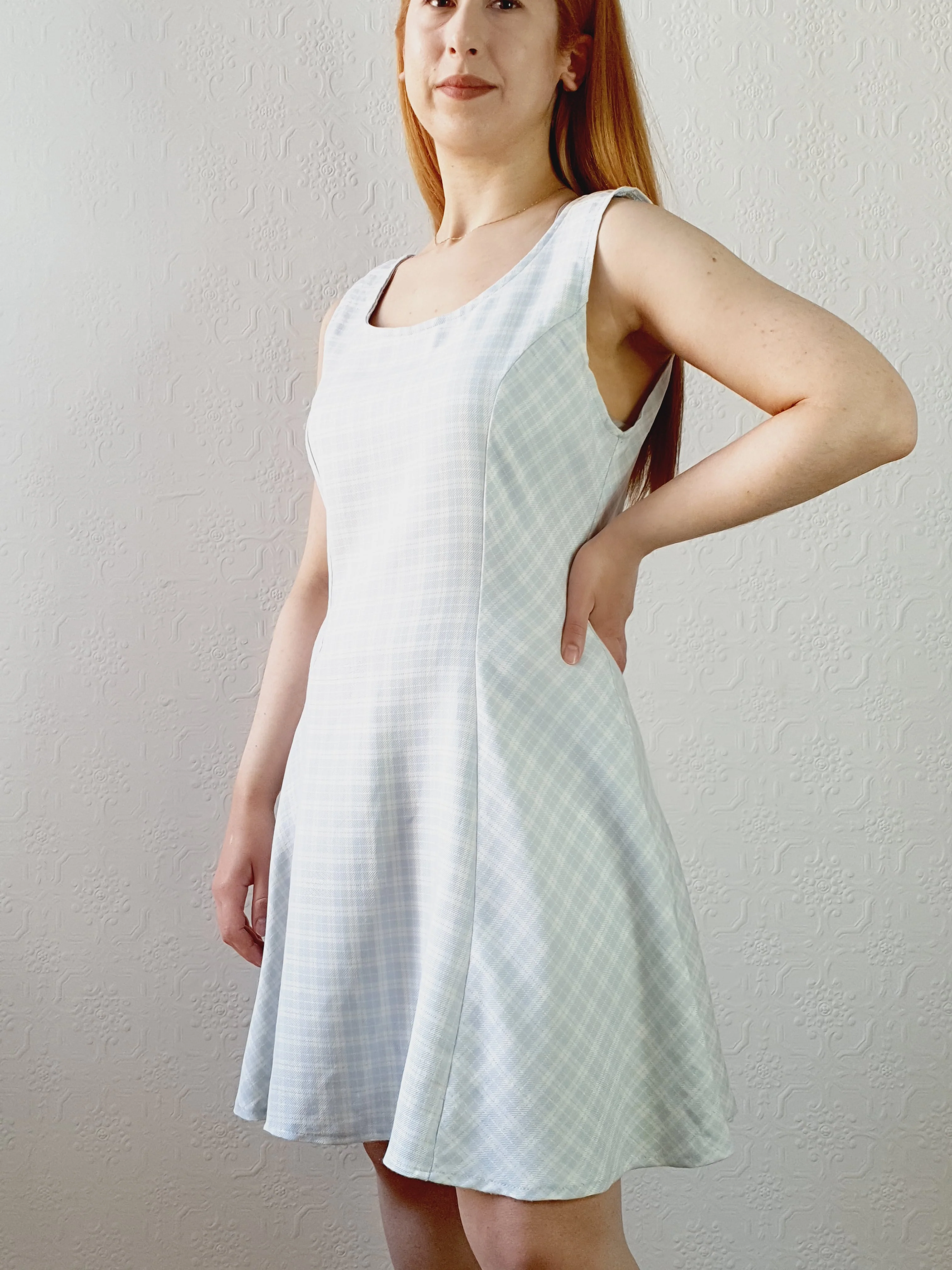 Vintage A-line Gingham Dress • S-M