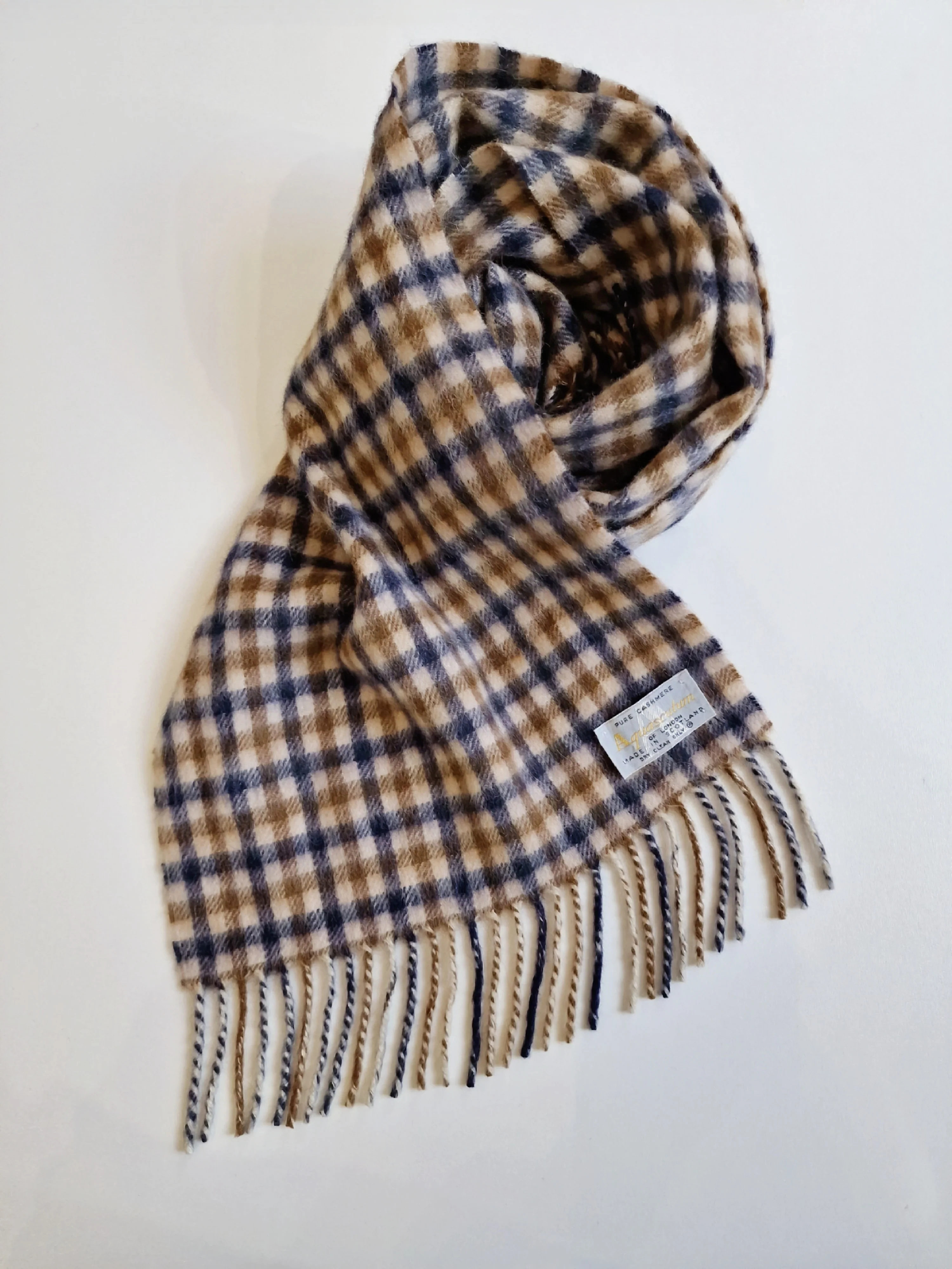 Vintage Aquascutum Check 100% Cashmere Scarf - Image 3