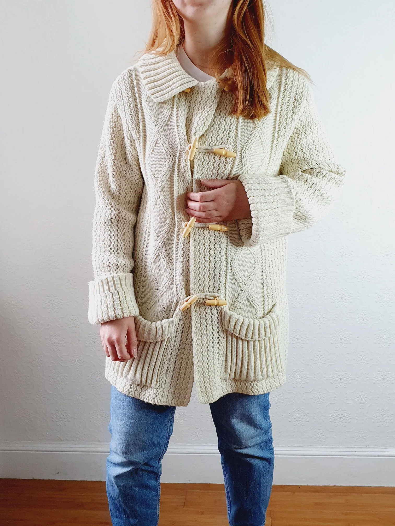 Vintage Aran Style Cardigan - M/L - Image 3