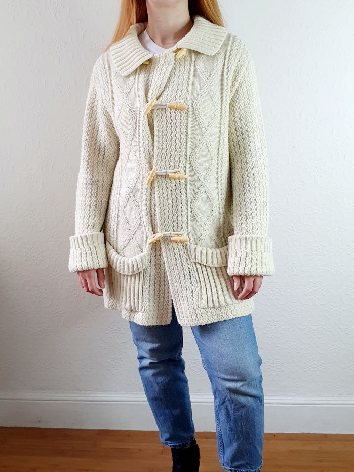 Vintage Aran Style Cardigan - M/L - Image 5