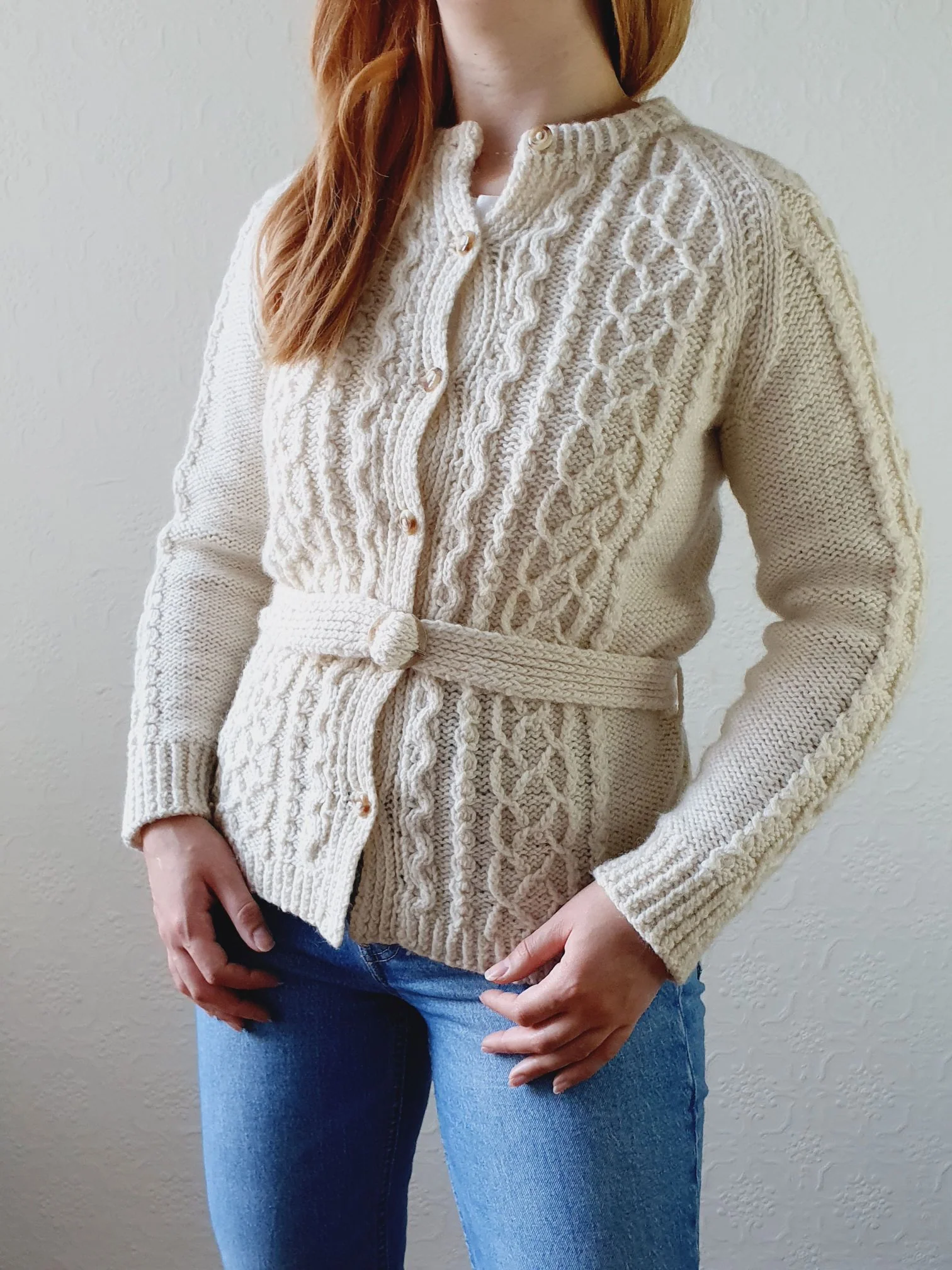 Vintage Arran Belted Cardigan - XS
