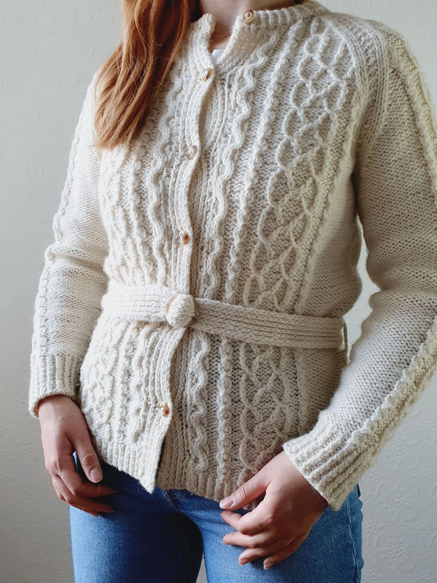 Vintage Arran Belted Cardigan - XS - Image 8