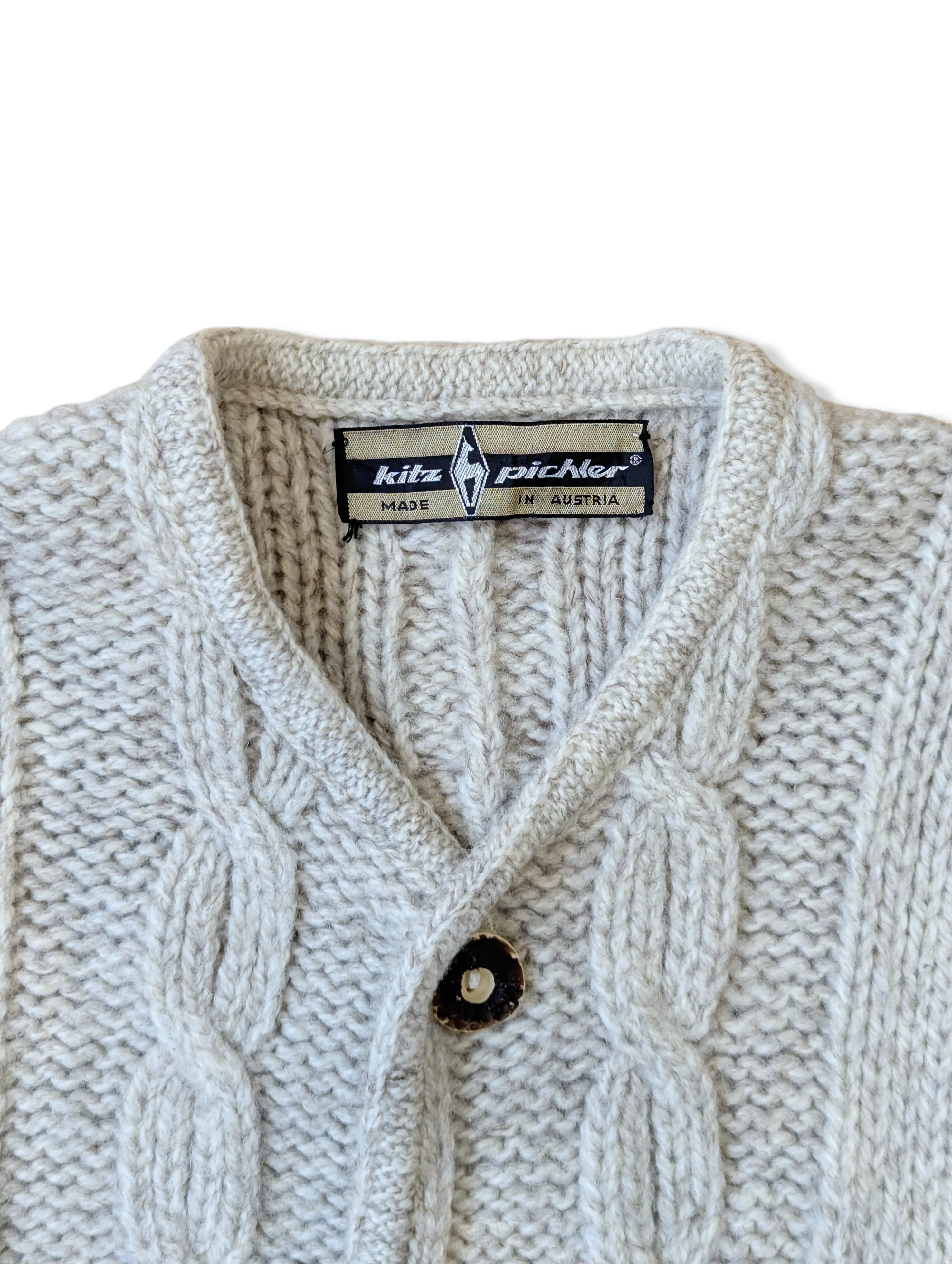Vintage Austrian Pure Wool Cable Knit Cardigan - S - Image 3