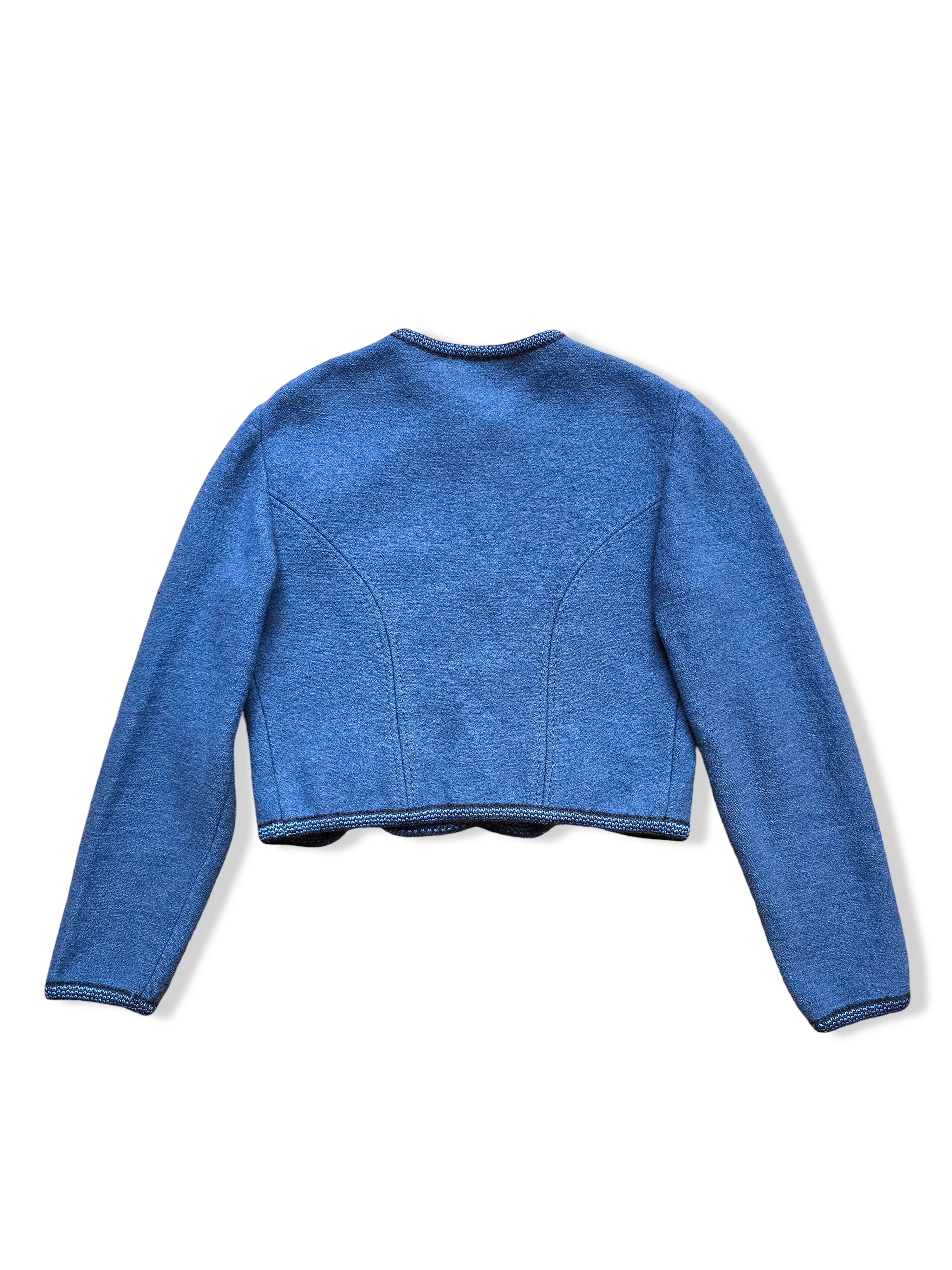 Vintage Austrian Pale Blue Boiled Wool Cropped Cardigan - XS/S - Image 2
