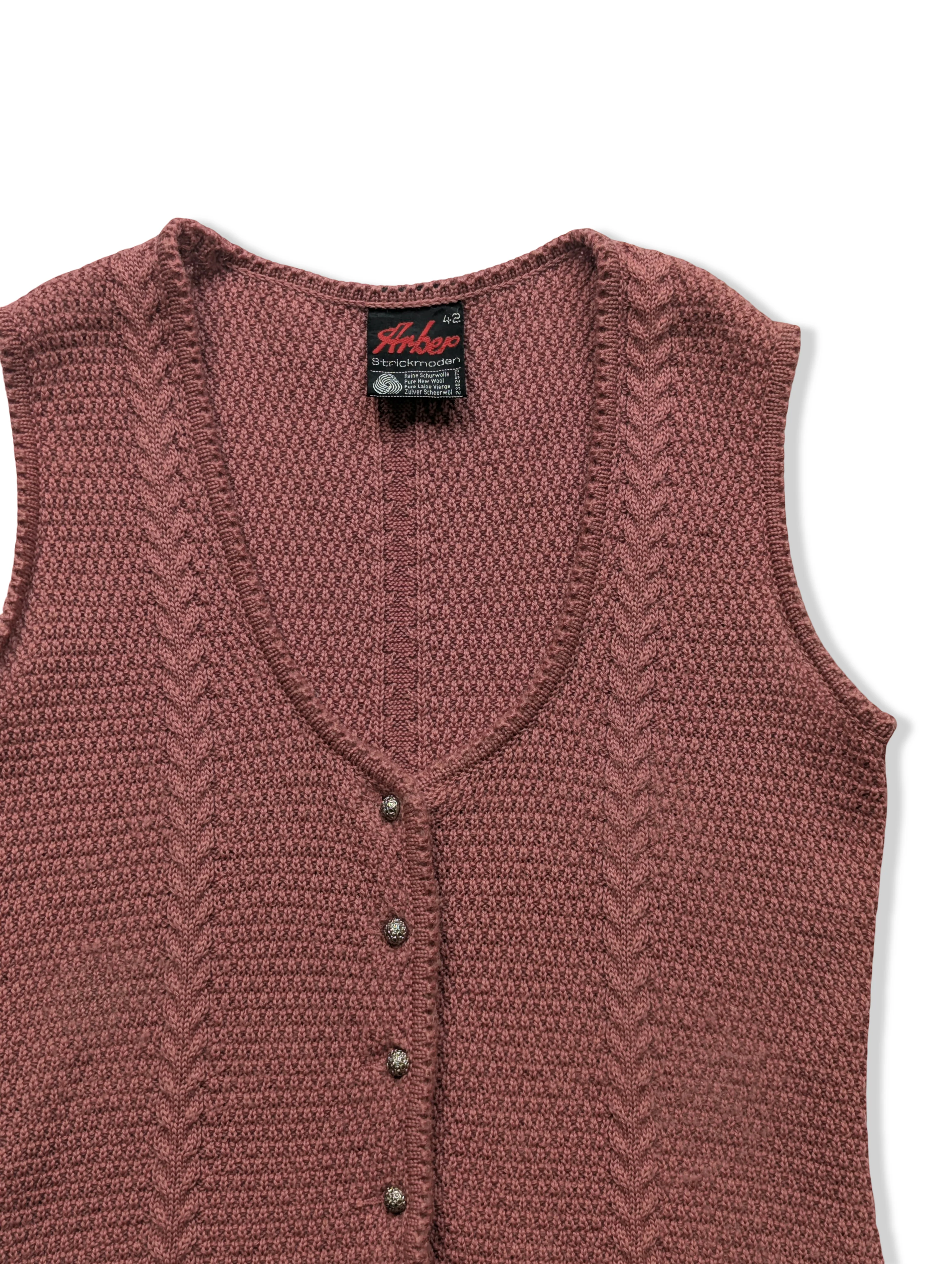 Vintage Austrian Pink Pure Wool Knitted Vest - S - Image 5