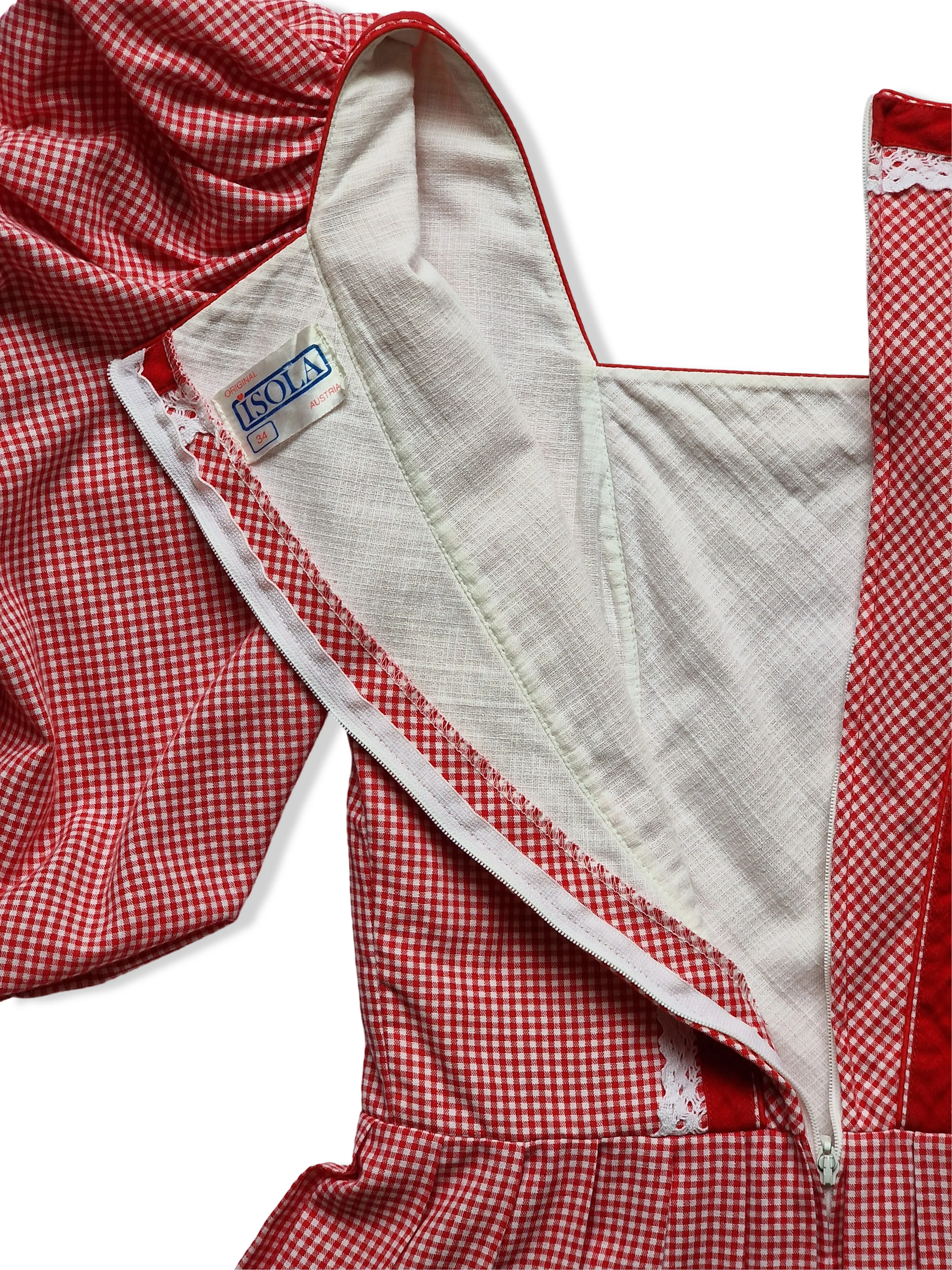 Vintage Austrian Red and White Gingham Dress - XS - Image 5