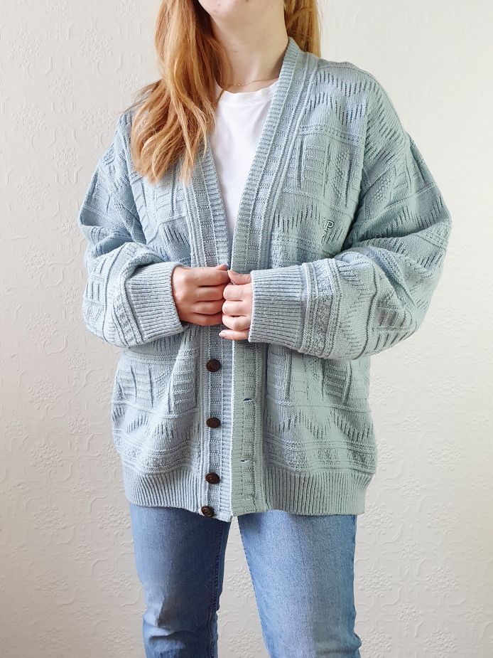 Vintage Baby Blue Cardigan - XL
