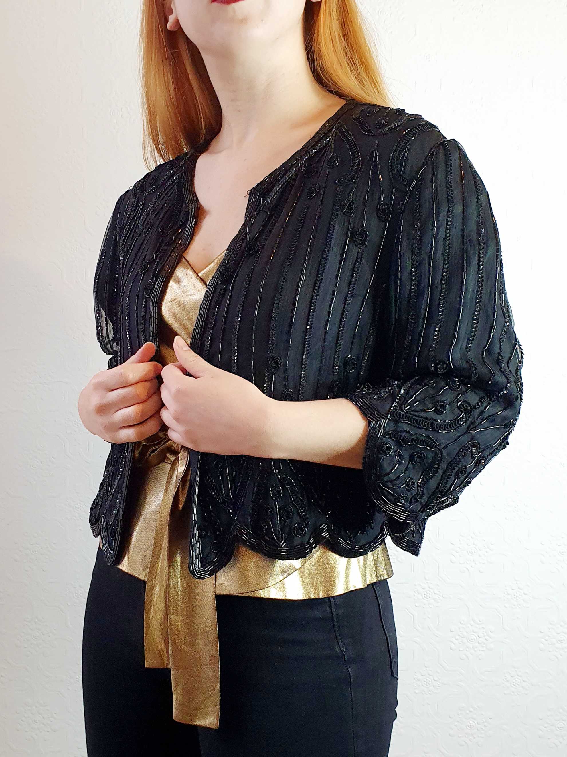 Vintage Beaded Silk Trophy Jacket - M - Image 2