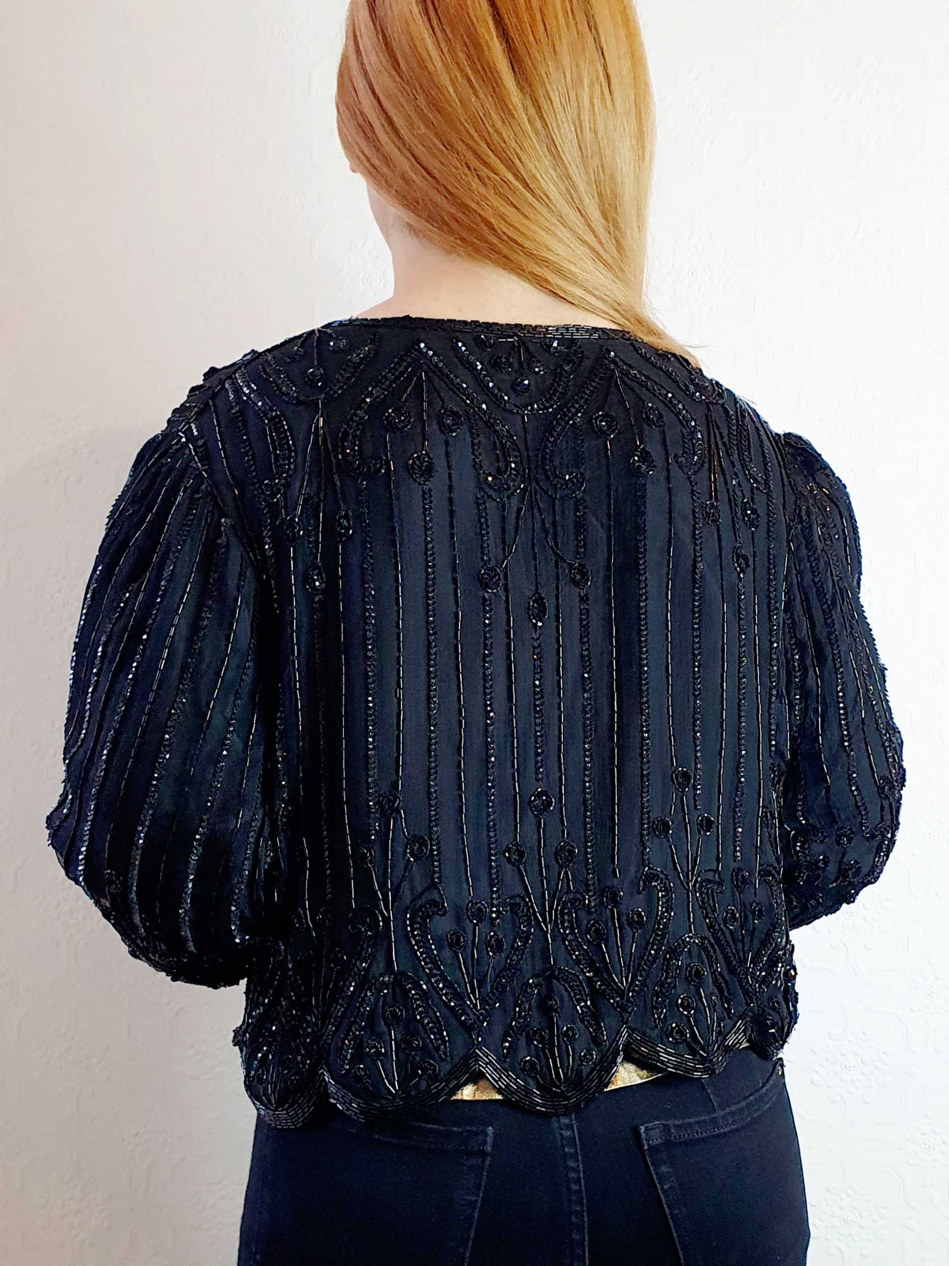 Vintage Beaded Silk Trophy Jacket - M - Image 3