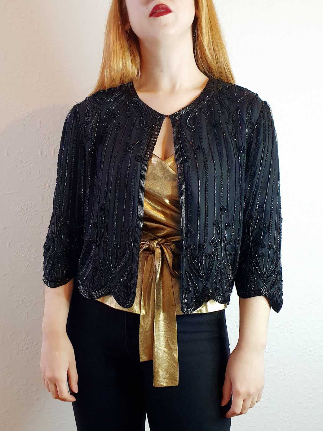 Vintage Beaded Silk Trophy Jacket - M - Image 5