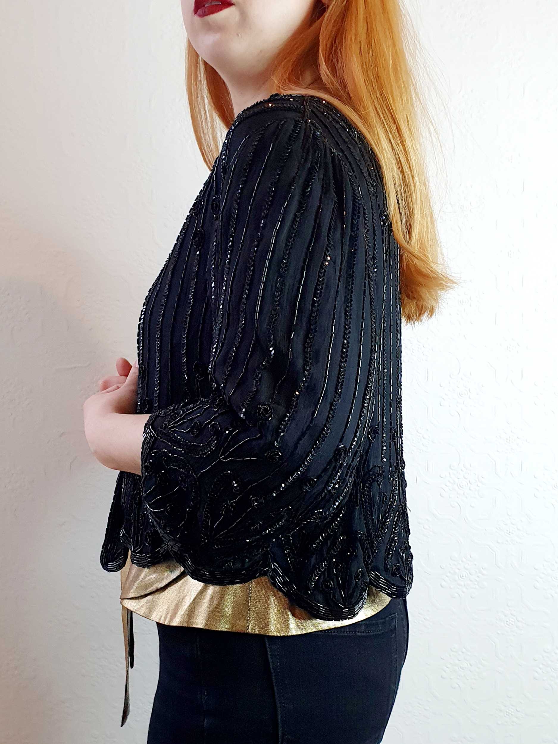 Vintage Beaded Silk Trophy Jacket - M - Image 6