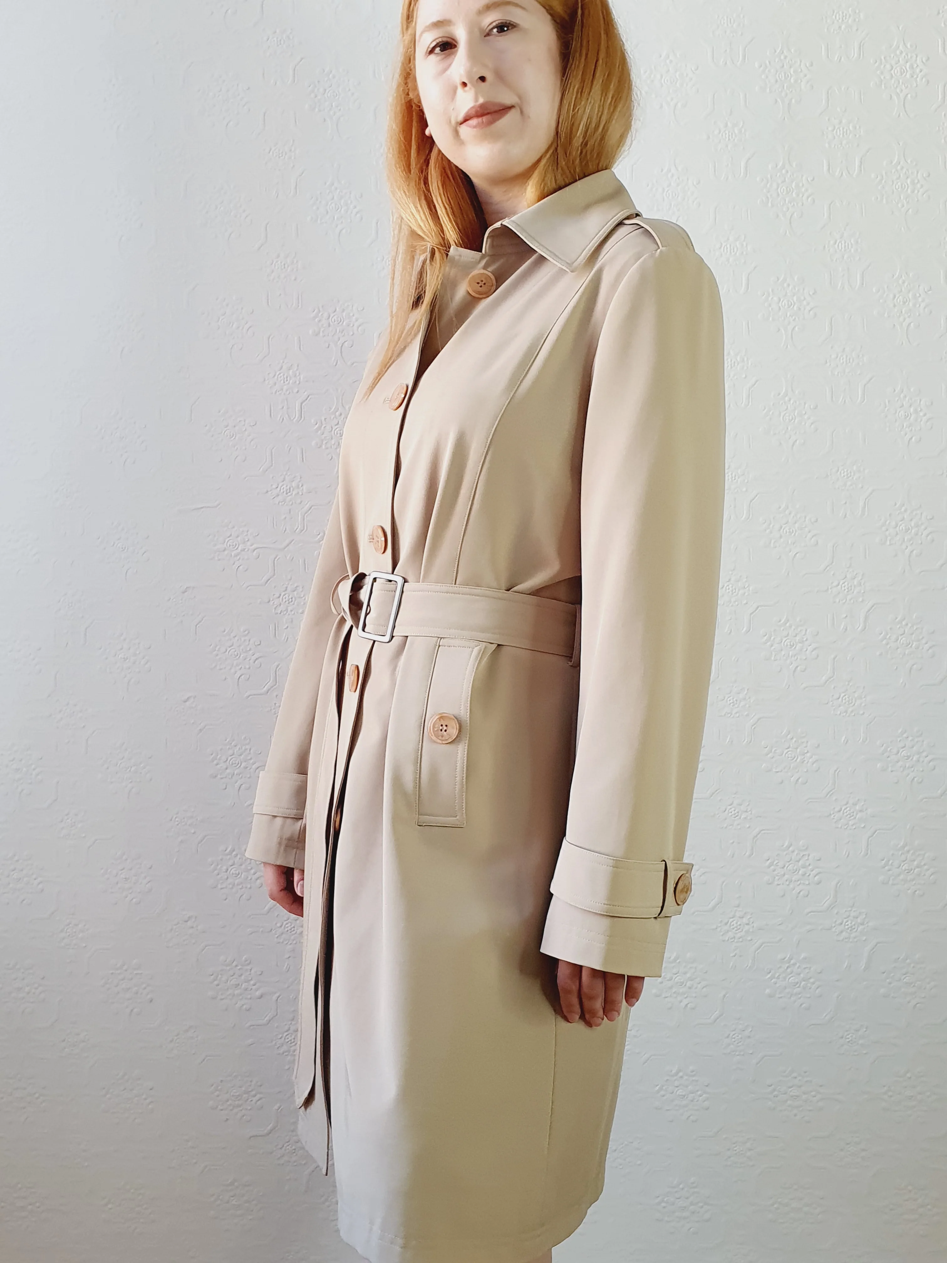 Vintage Beige Classic Trench • XS-M - Image 6