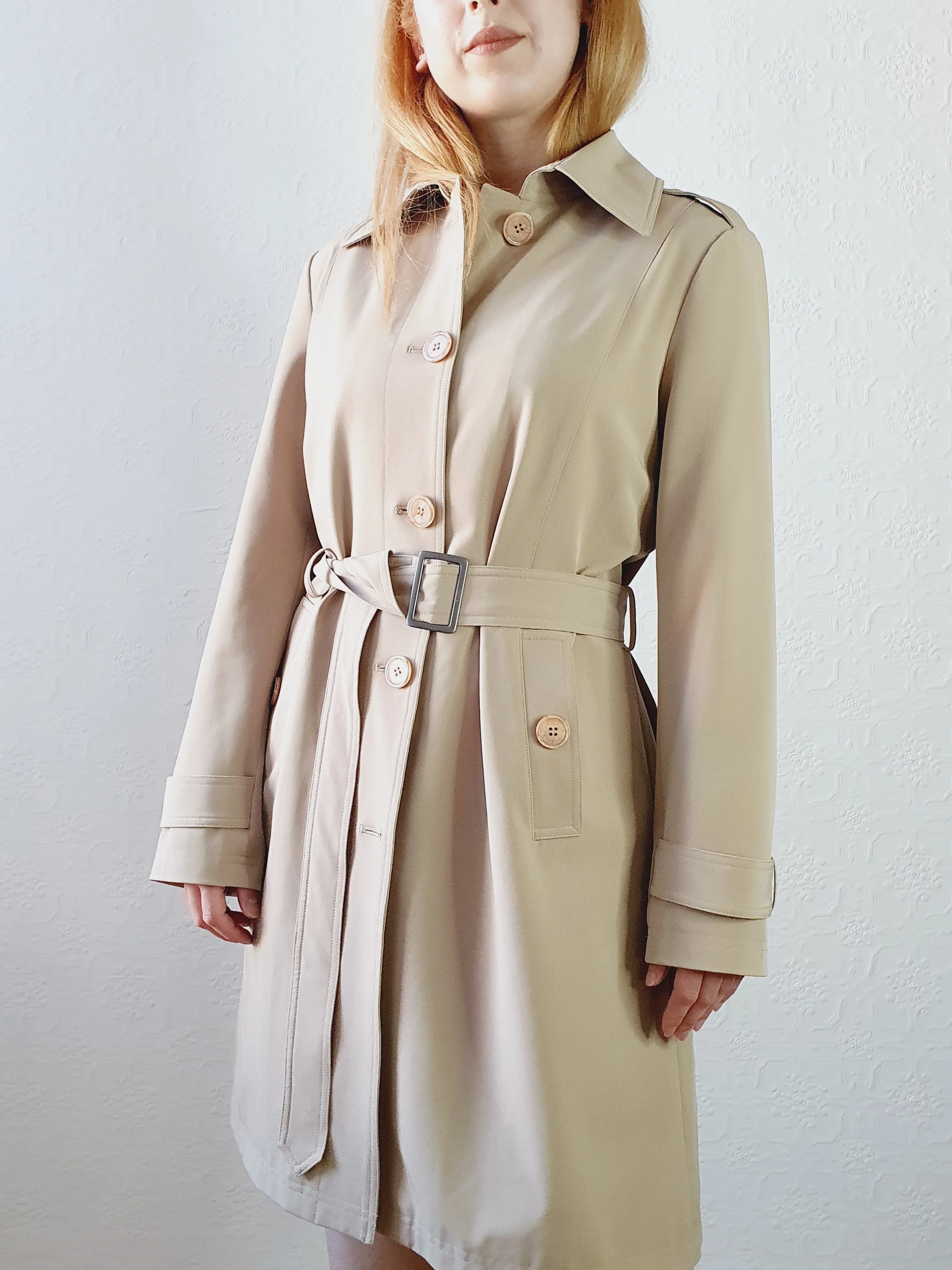 Vintage Beige Classic Trench • XS-M - Image 7