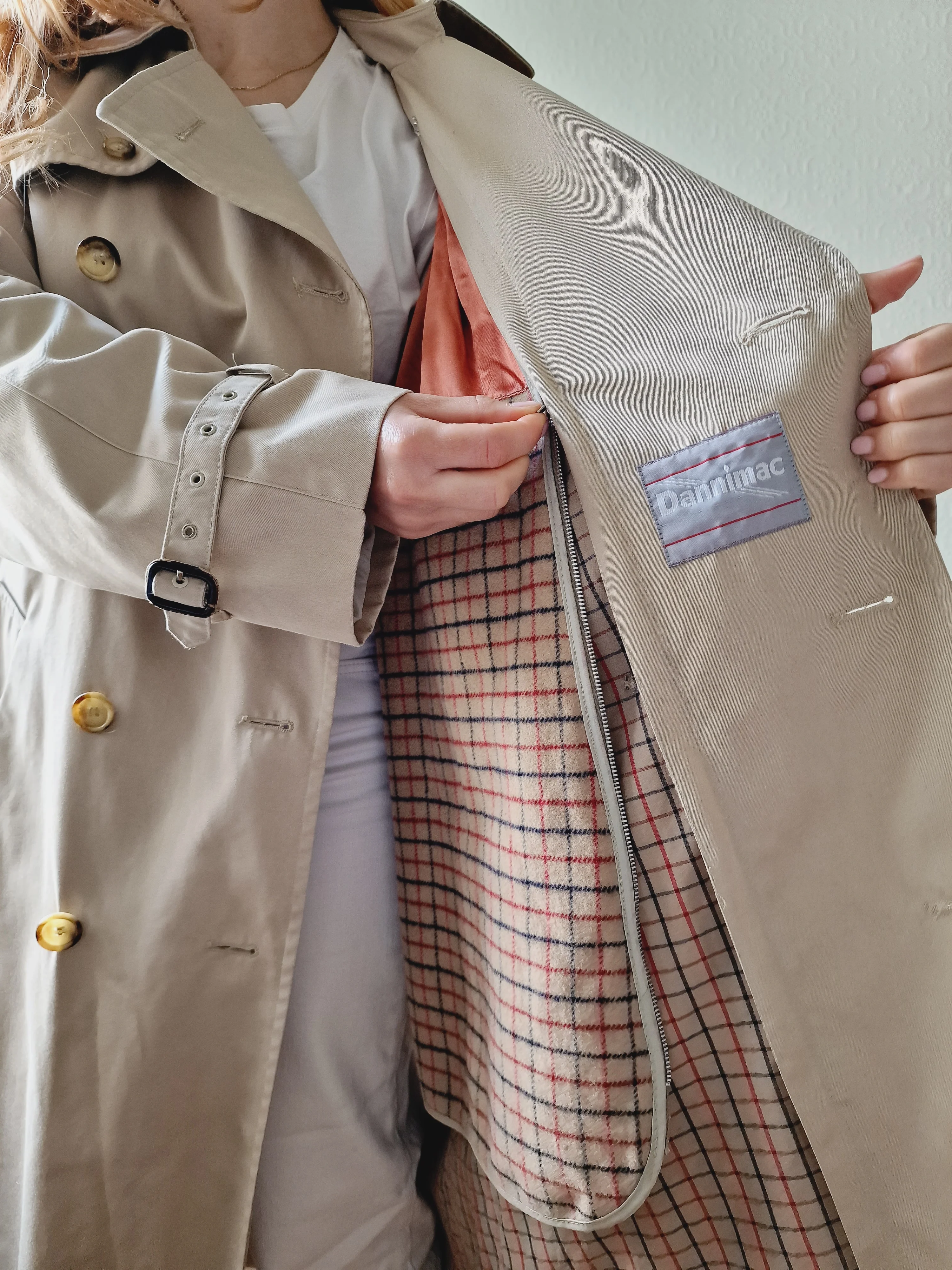 Vintage Beige Double Breasted Trench Coat by Dannimac with Removable Lining - M - Image 7