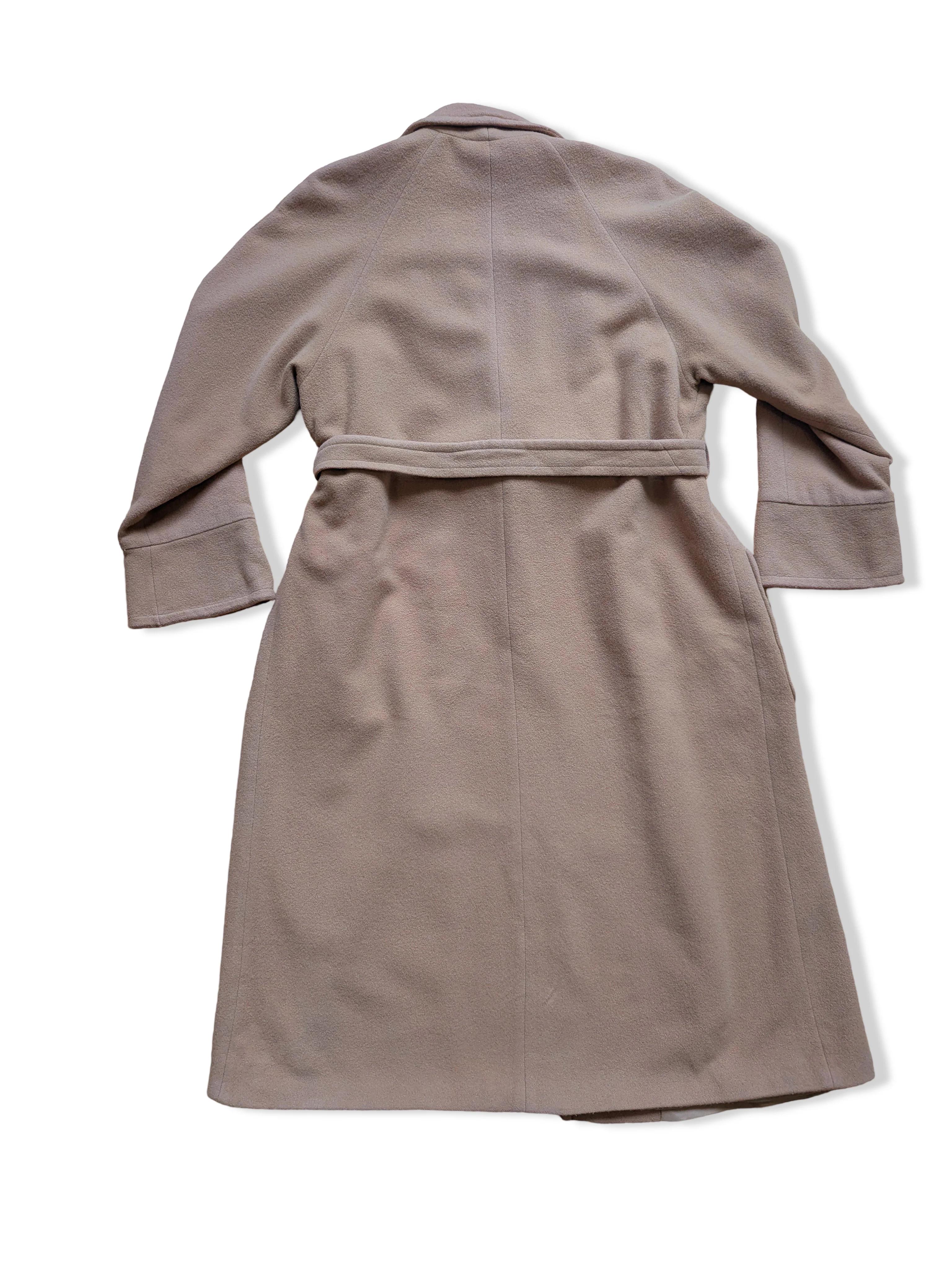 Vintage Beige Long Wool Blend Coat - M - Image 4