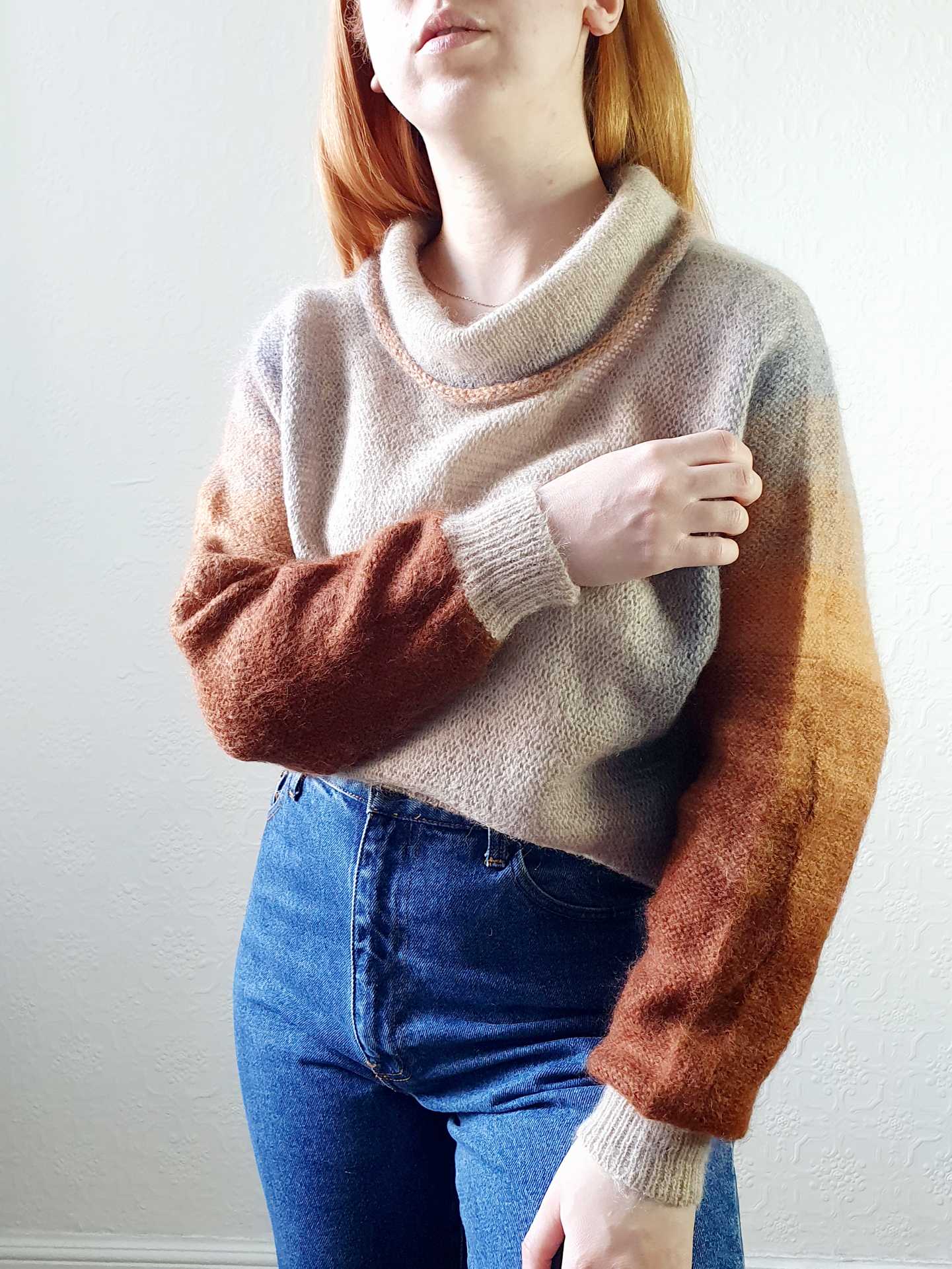 Vintage Beige Ombre Batwing Mohair Jumper - M/L - Image 10
