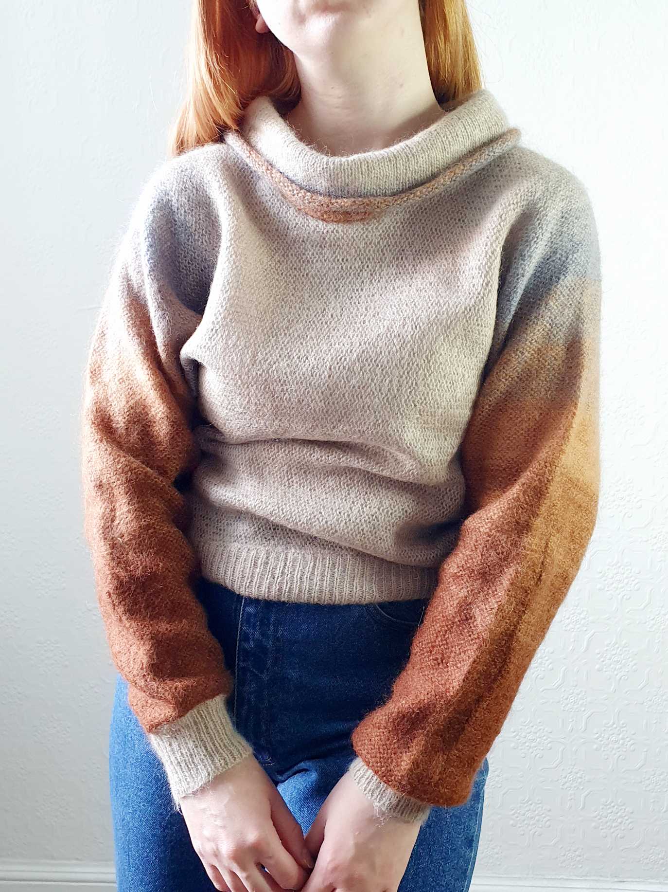 Vintage Beige Ombre Batwing Mohair Jumper - M/L - Image 2