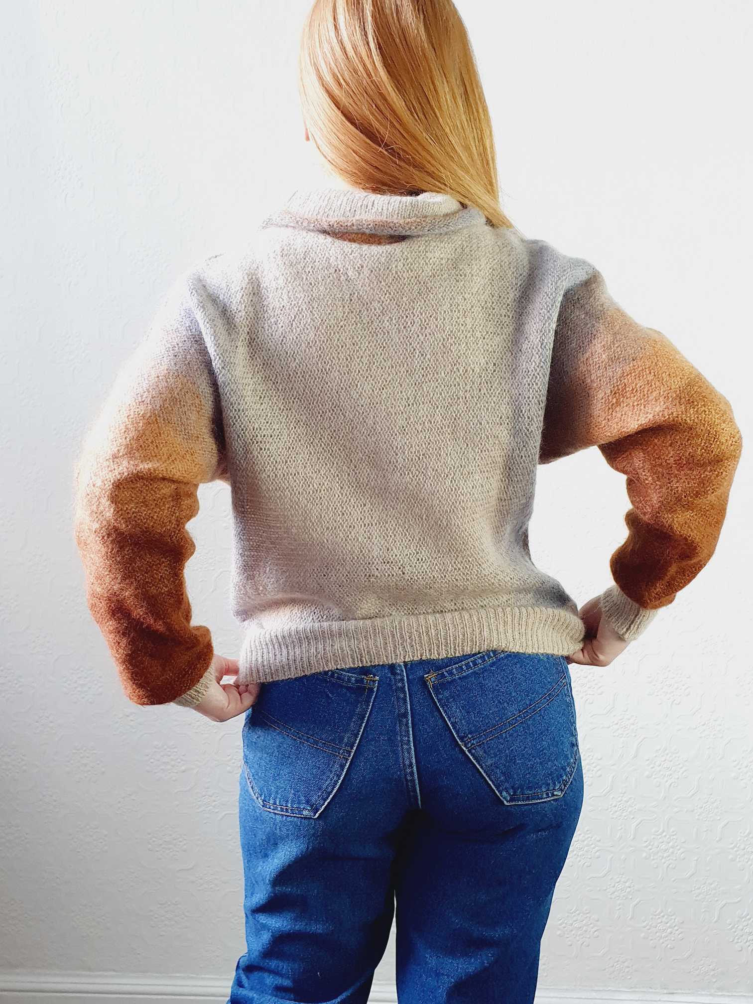 Vintage Beige Ombre Batwing Mohair Jumper - M/L - Image 4