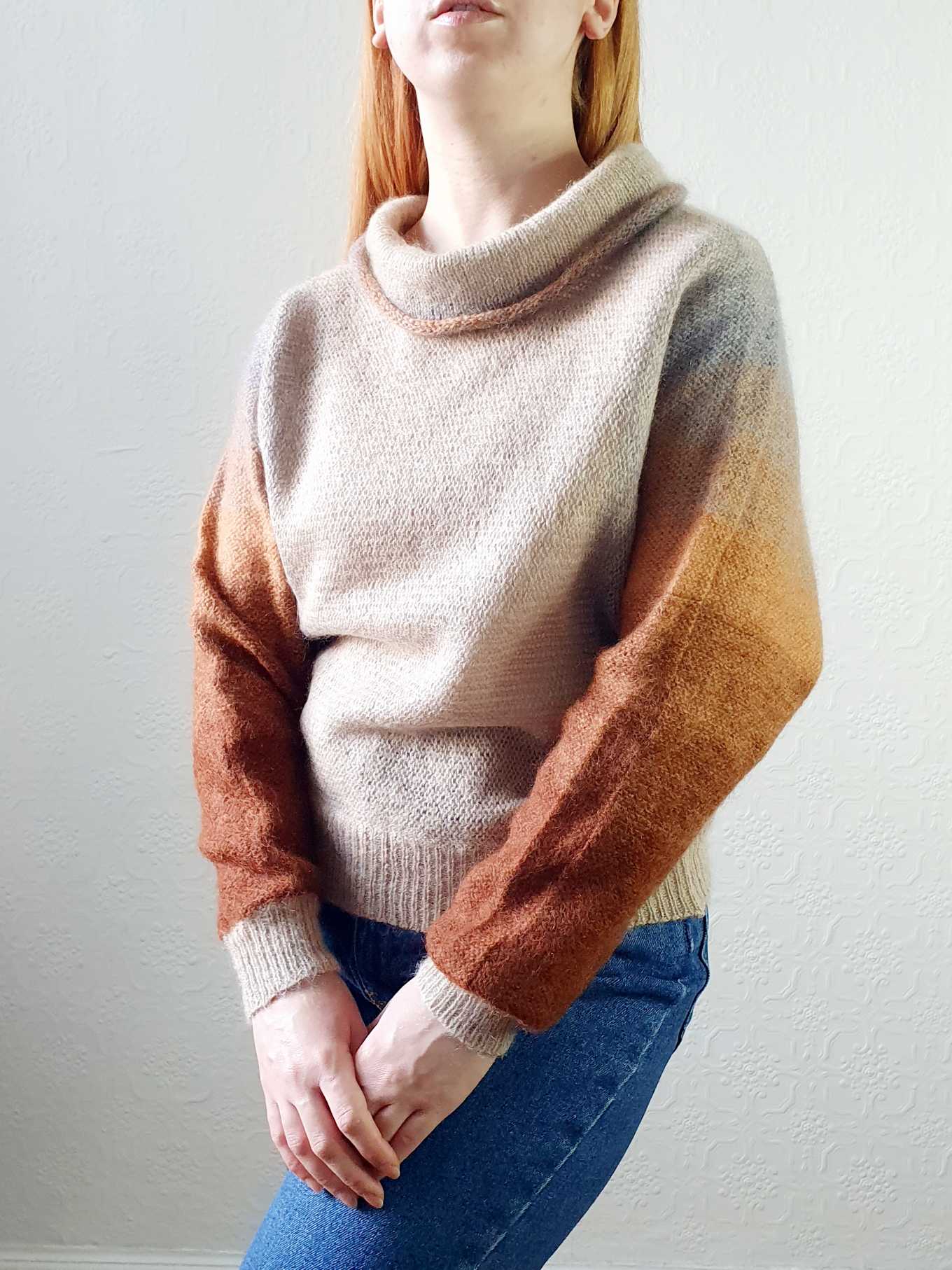 Vintage Beige Ombre Batwing Mohair Jumper - M/L - Image 5