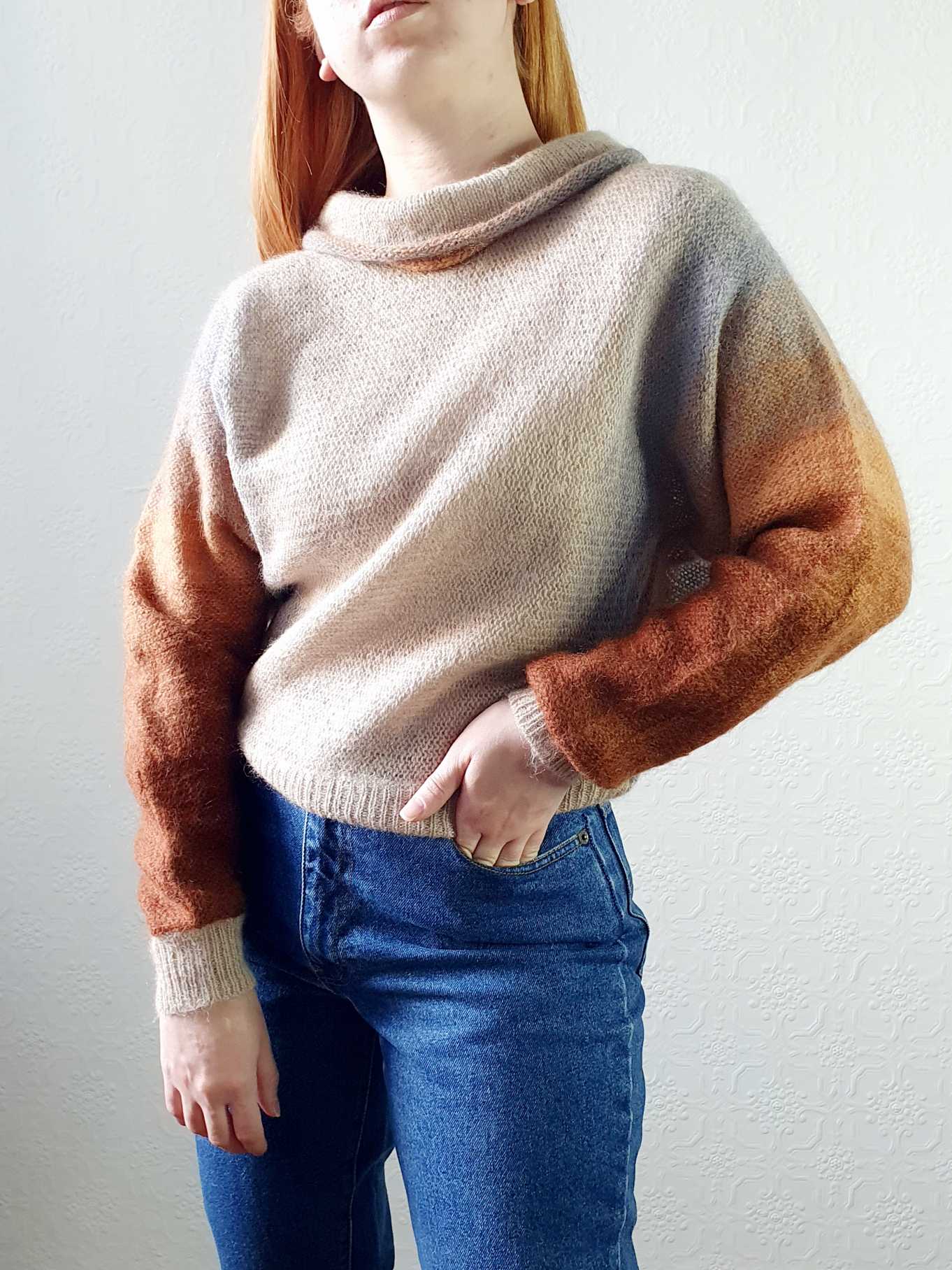Vintage Beige Ombre Batwing Mohair Jumper - M/L - Image 8