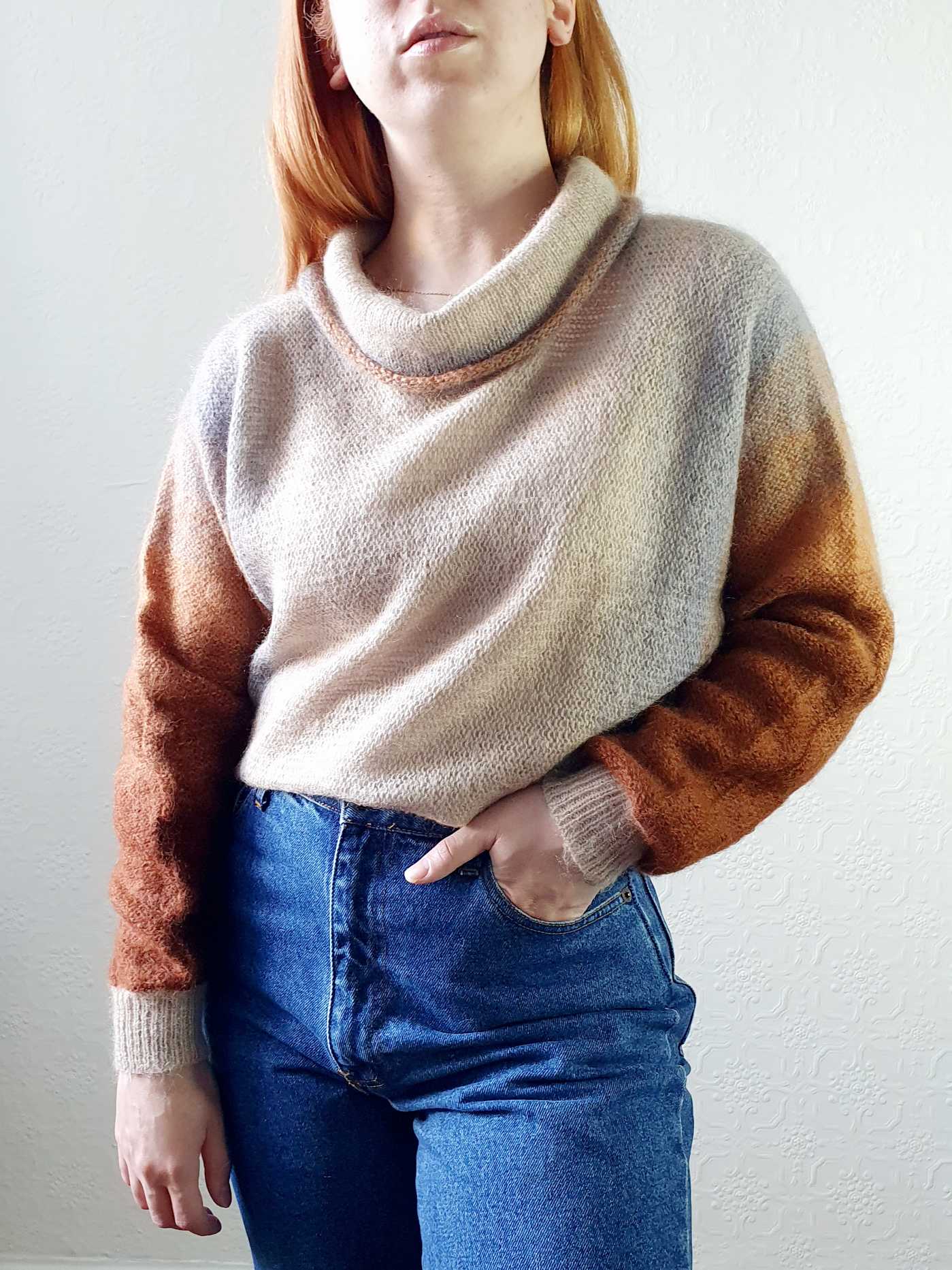 Vintage Beige Ombre Batwing Mohair Jumper - M/L - Image 9