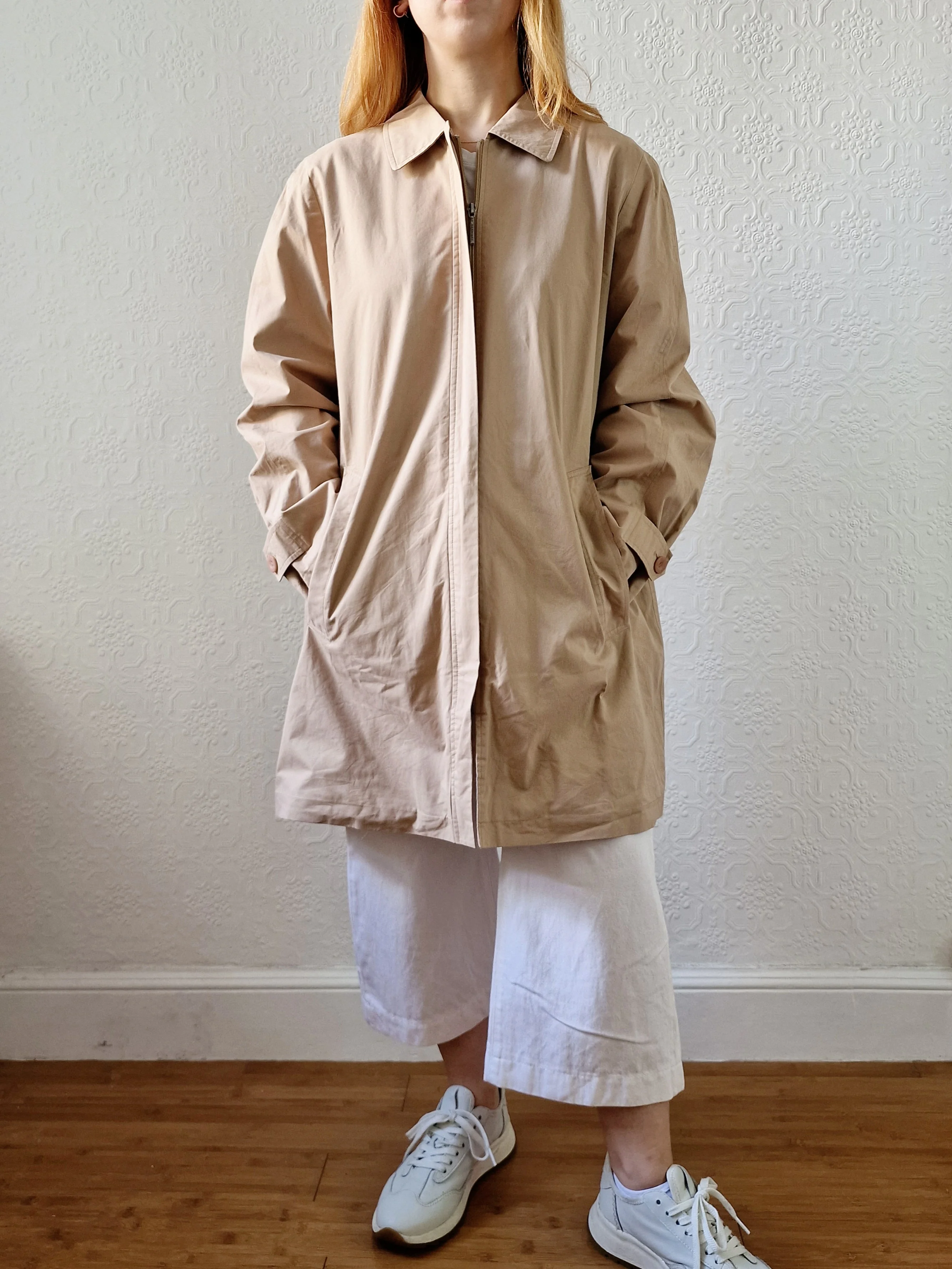Vintage Beige Single Breasted Mid Length Trench Coat - M/L - Image 3