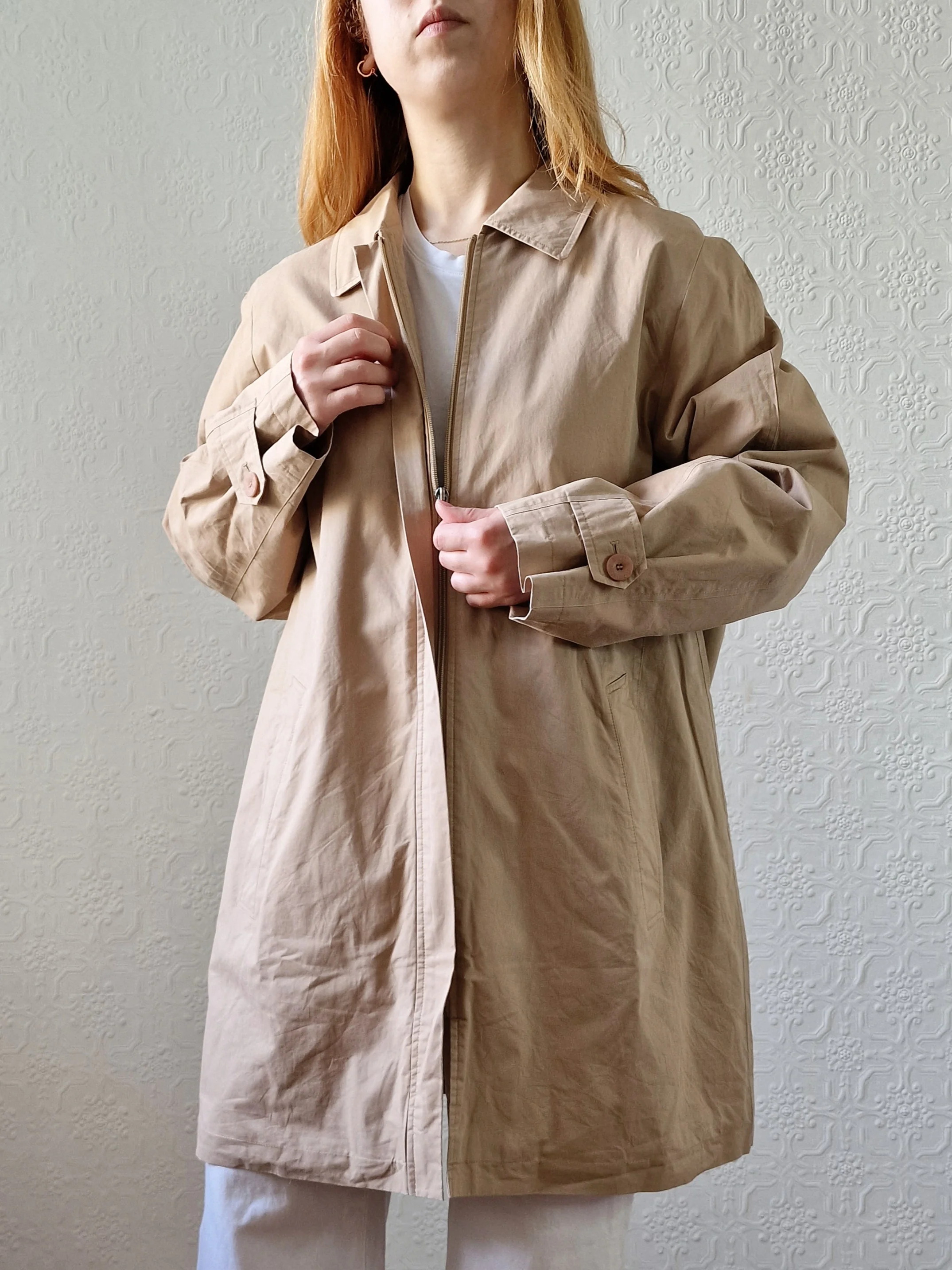 Vintage Beige Single Breasted Mid Length Trench Coat - M/L - Image 4
