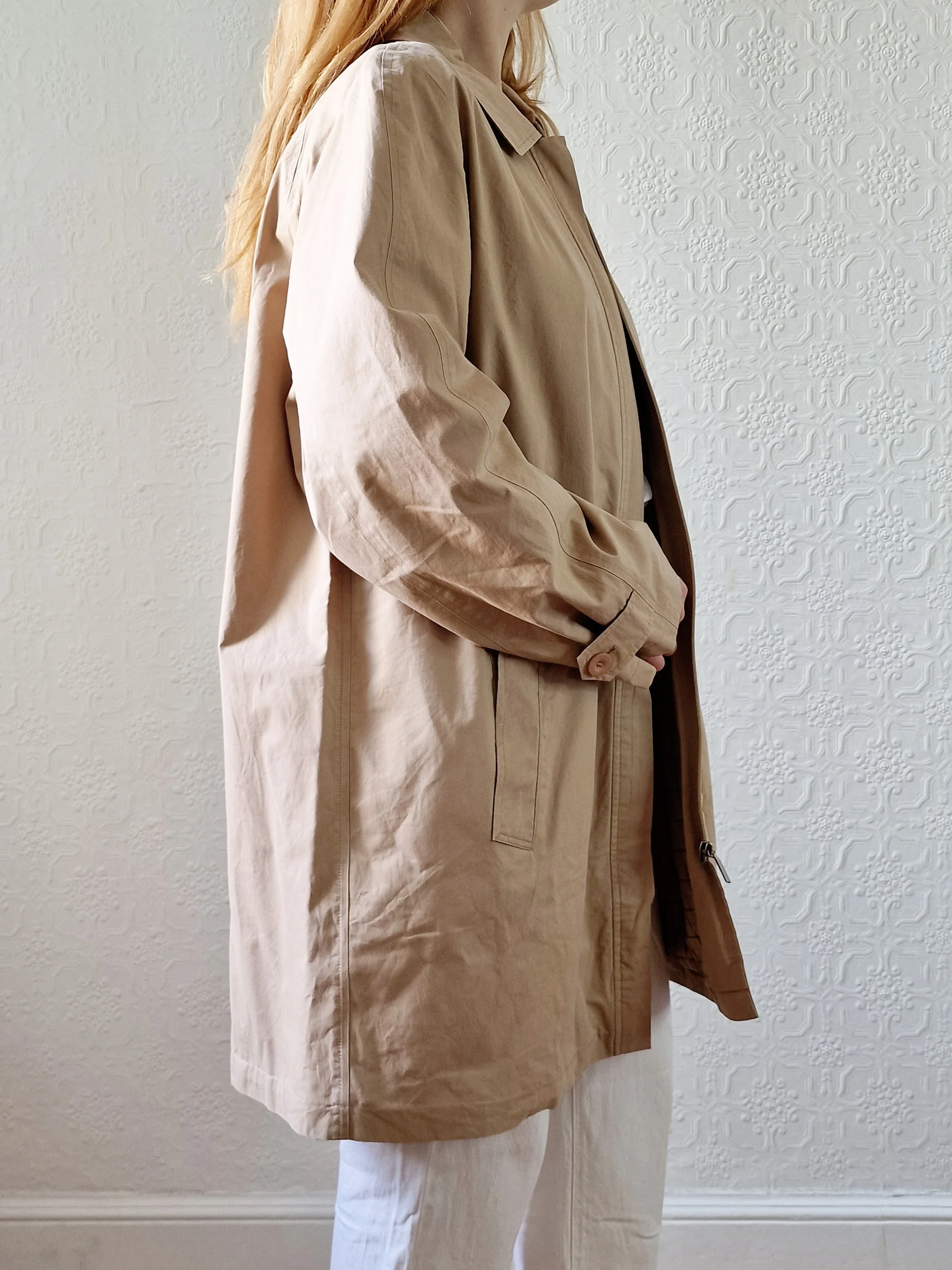 Vintage Beige Single Breasted Mid Length Trench Coat - M/L - Image 6