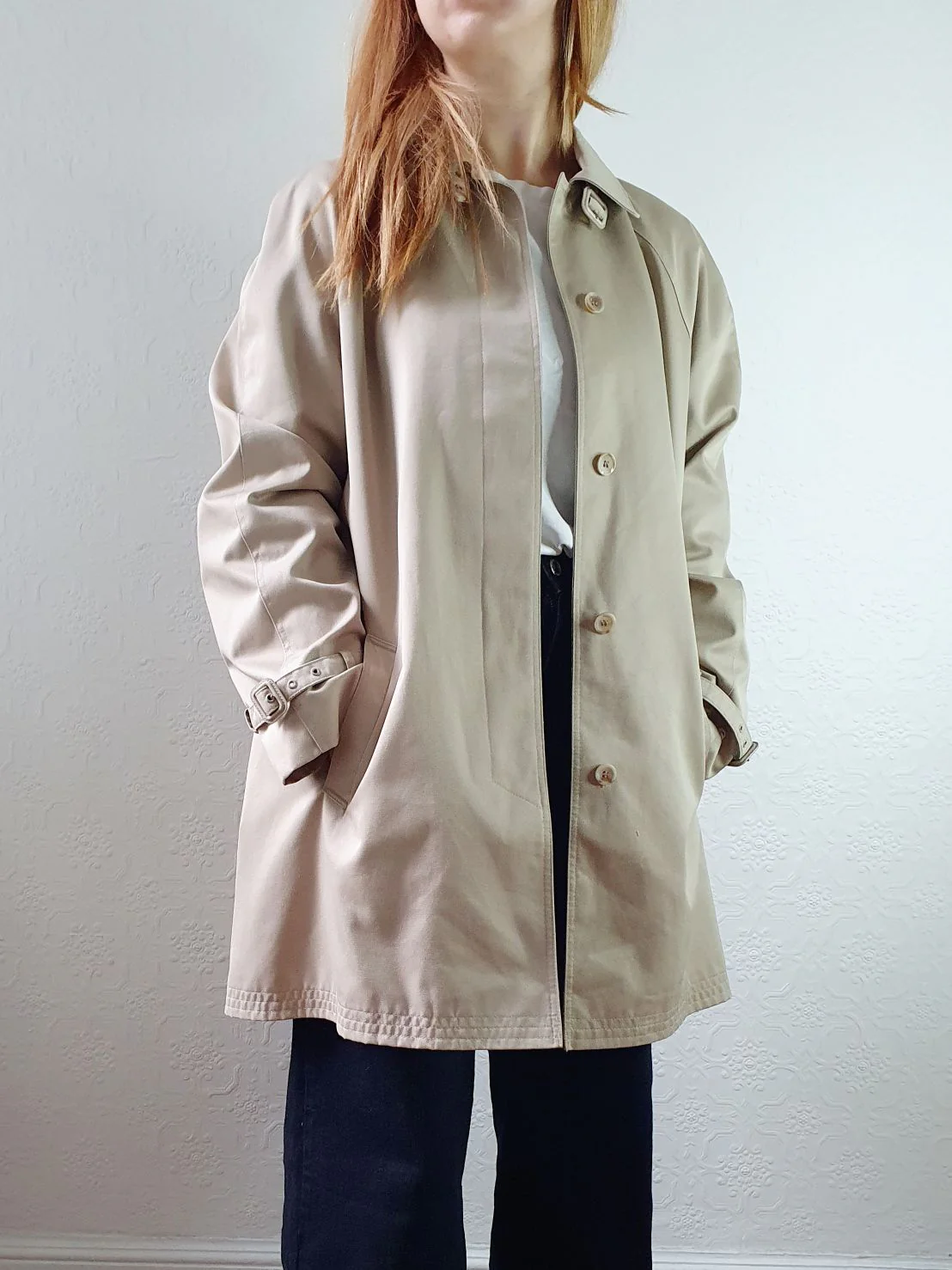 Vintage Beige Single Breasted Trench Coat - M - Image 6