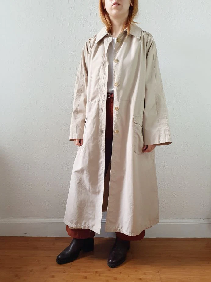 Vintage Beige Single Breasted Trench Coat - S/M