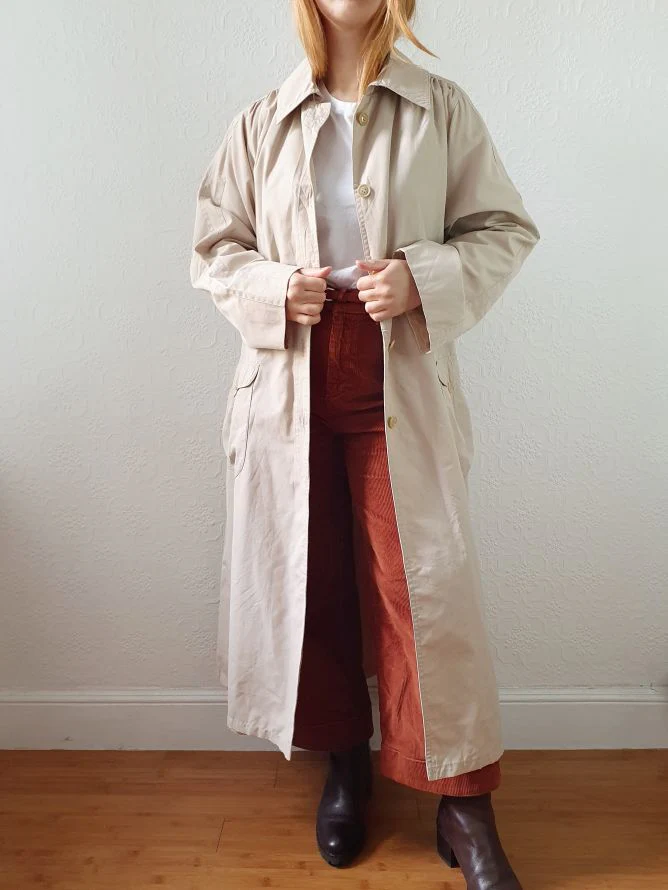 Vintage Beige Single Breasted Trench Coat - S/M - Image 14