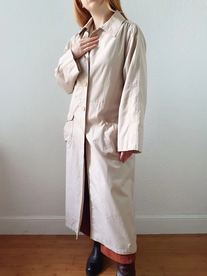 Vintage Beige Single Breasted Trench Coat - S/M - Image 2