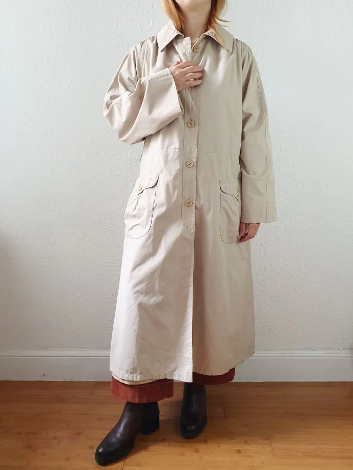 Vintage Beige Single Breasted Trench Coat - S/M - Image 6