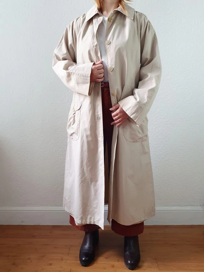 Vintage Beige Single Breasted Trench Coat - S/M - Image 7