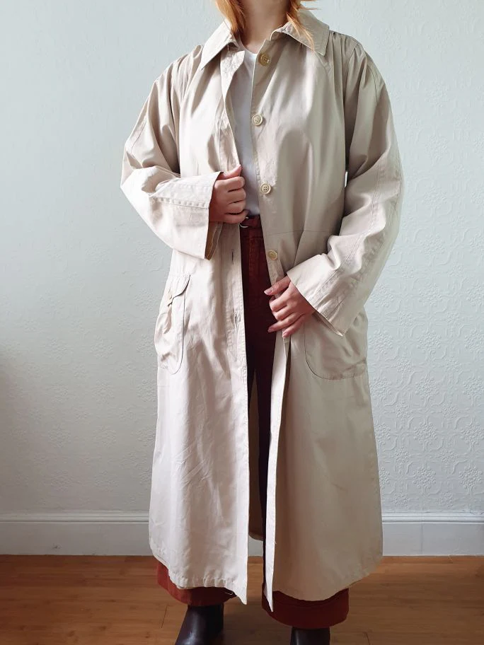 Vintage Beige Single Breasted Trench Coat - S/M - Image 8