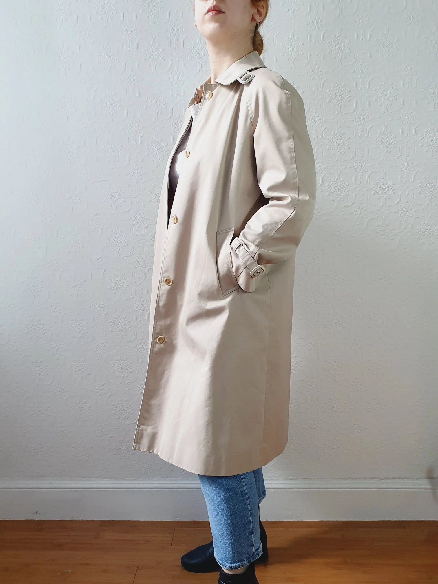 Vintage Beige Single Breasted Trench Coat - XS/S - Image 3