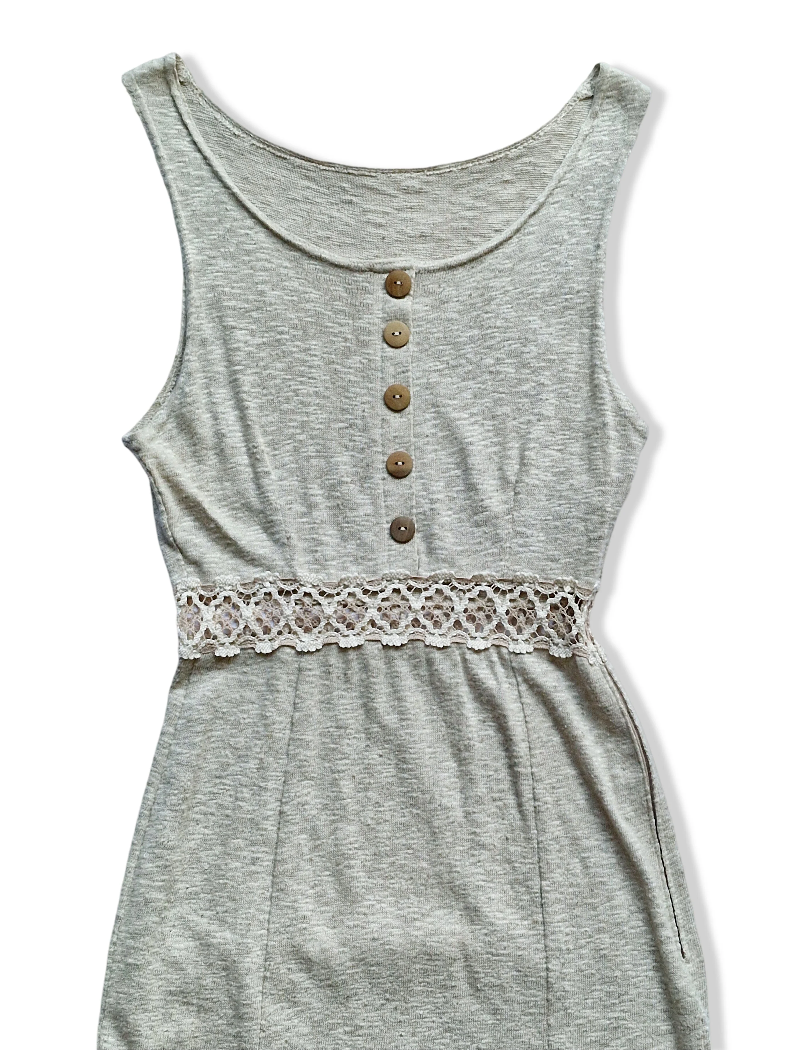 Vintage Beige Sleeveless Knitted Midi Dress - S - Image 2