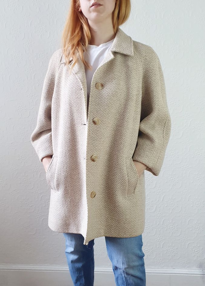 Vintage Beige Wool Coat - L