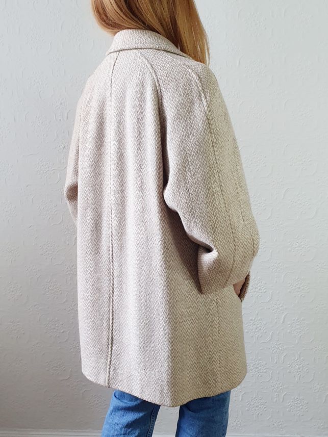 Vintage Beige Wool Coat - L - Image 4