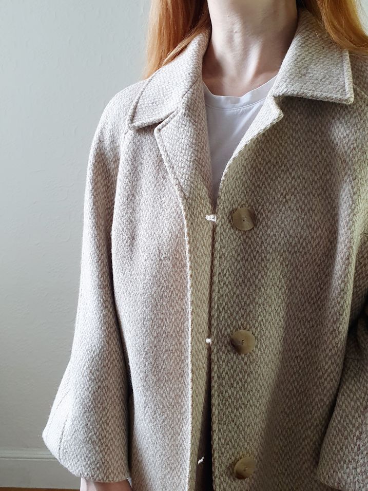 Vintage Beige Wool Coat - L - Image 5