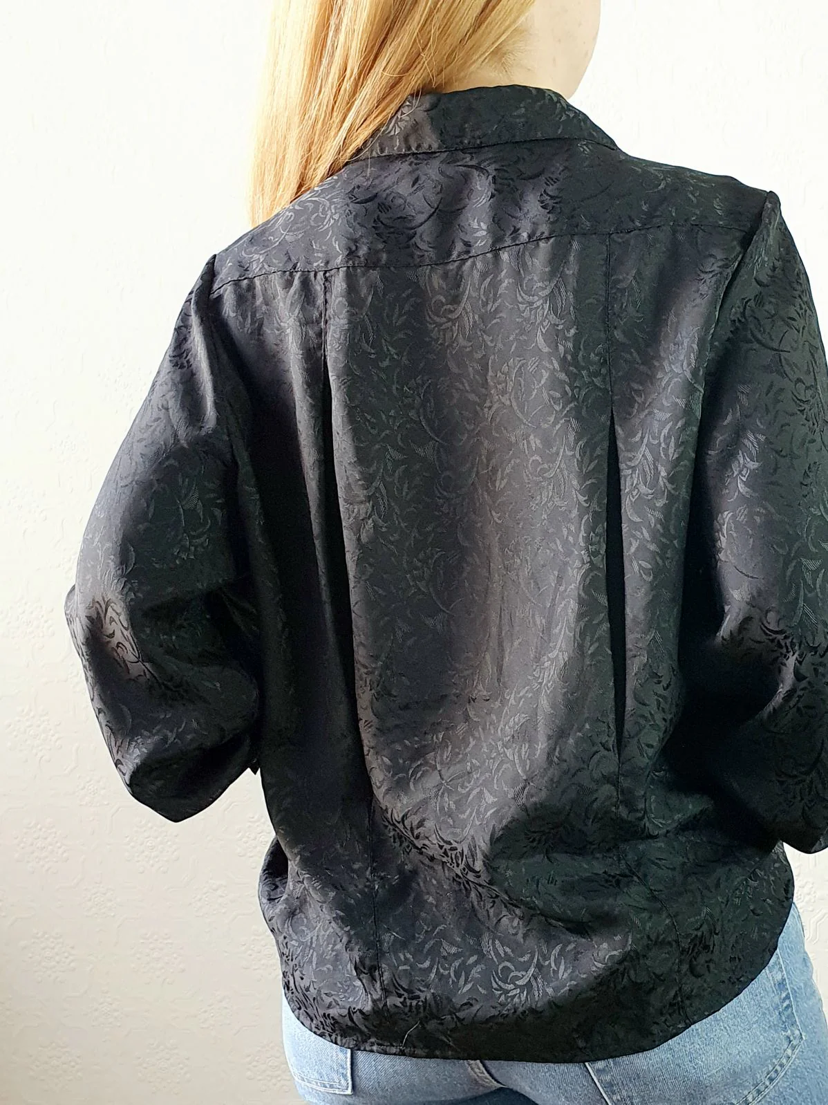Vintage Black Blouse with Pleating Detail - XL - Image 8