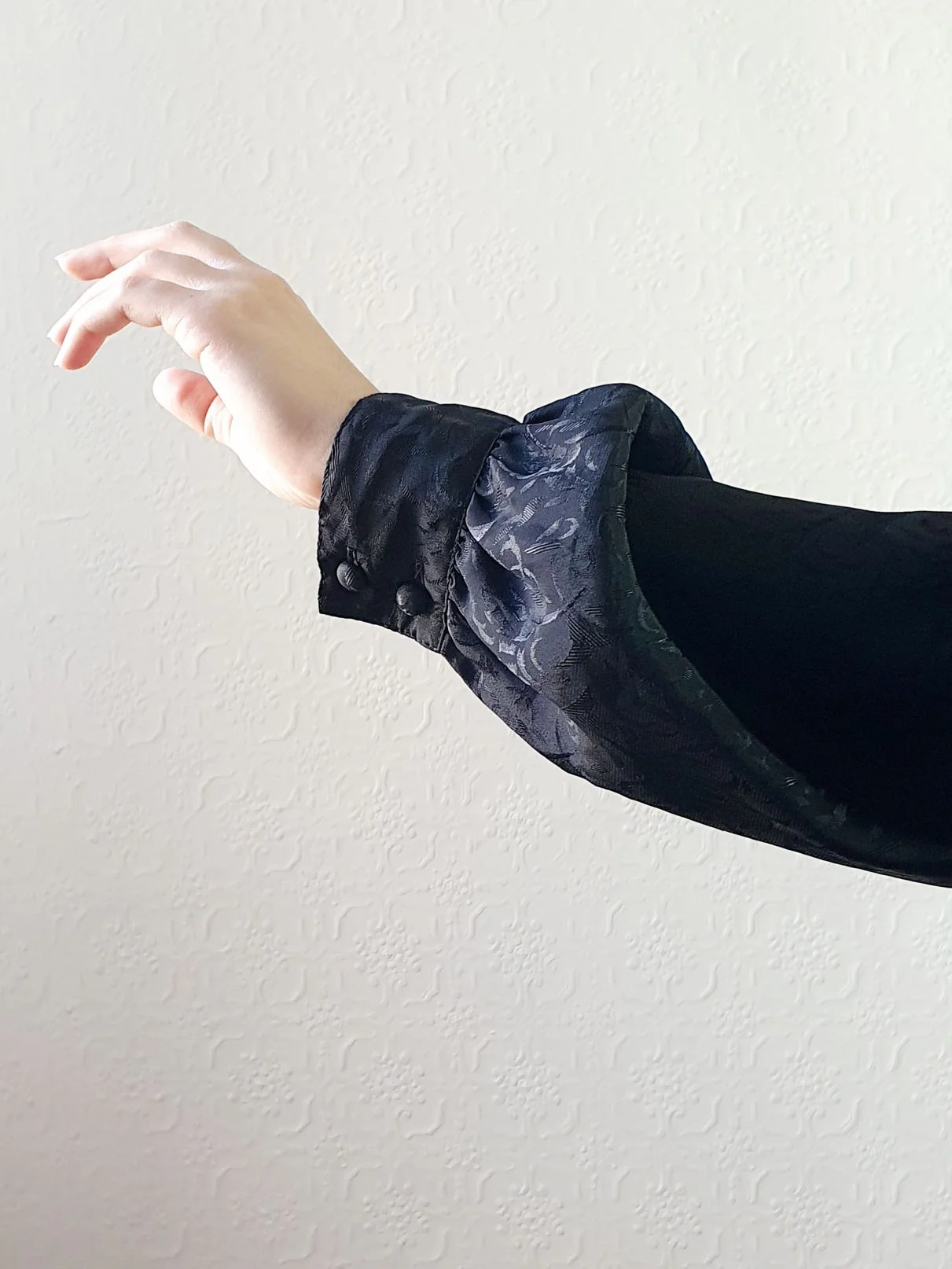 Vintage Black Blouse with Pleating Detail - XL - Image 9